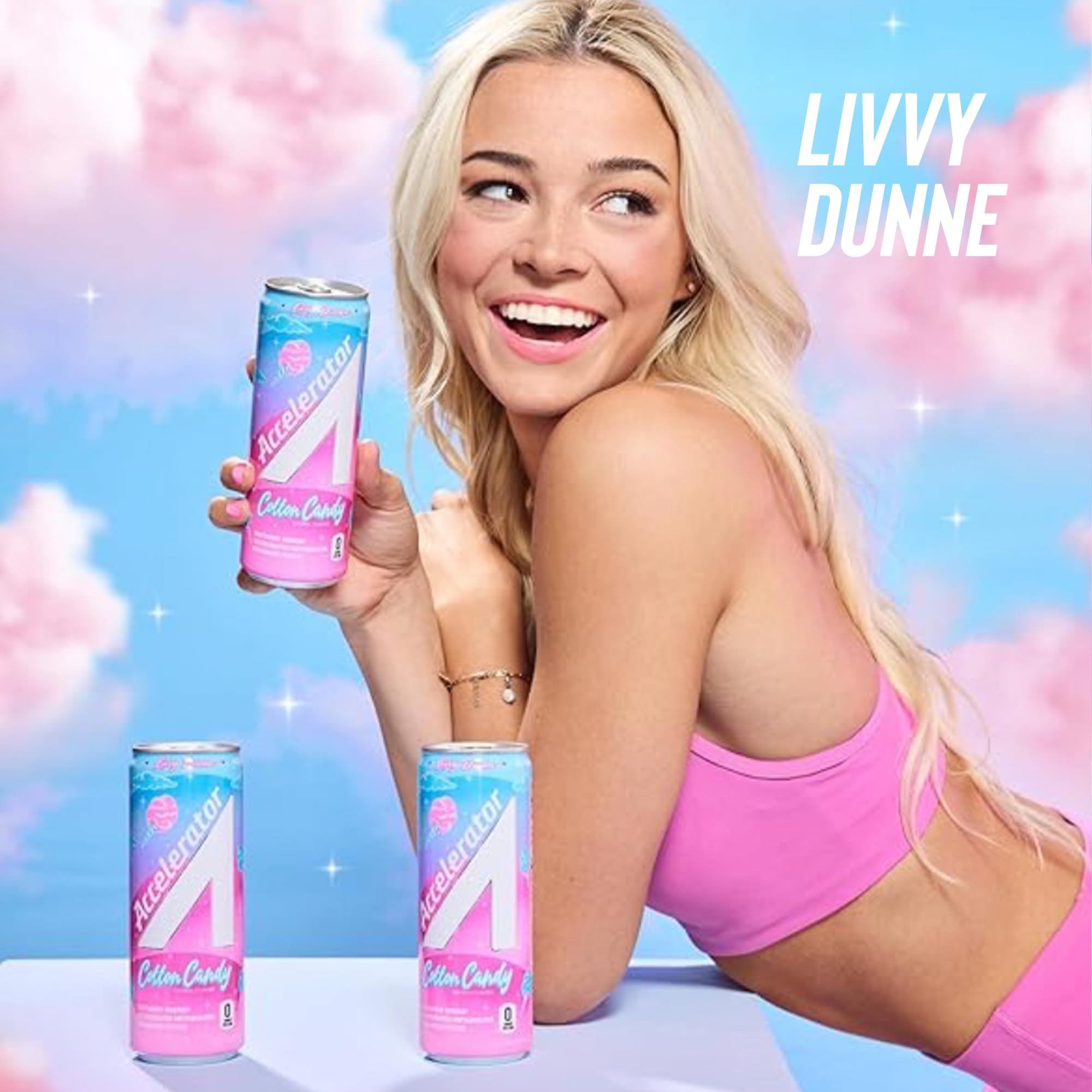 Accelerator Energy Drink, Cotton Candy 12oz can (12 pack), Zero Sugar, Sustained Energy from 100% Natural Caffeine (200mg from Green Coffee Bean