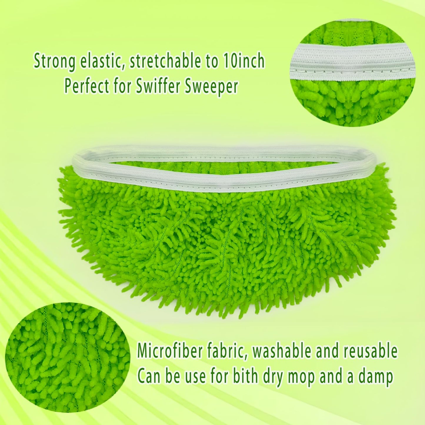 Reusable Microfiber Mop Pads Washable Wet Pads Compatible with Swiffer Sweeper Refills Pads for Wet & Dry Sweeping Cloths Mop Head Replacement