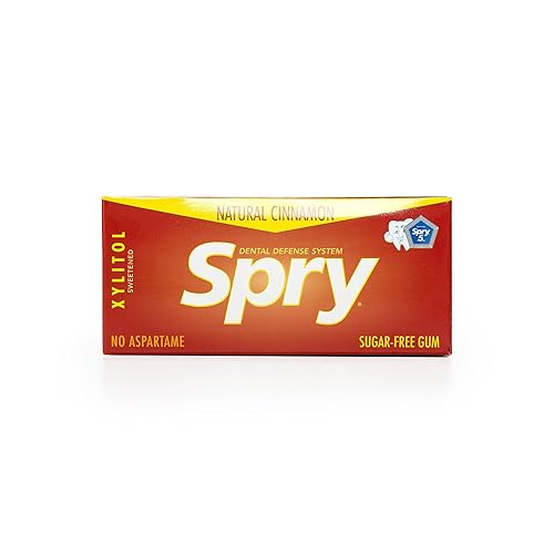 Spry Fresh Natural Xylitol Chewing Gum Dental Defense System Aspartame-Free Sugar Free Gum (Cinnamon, 10 Count Blister Cards - Pack of 20)