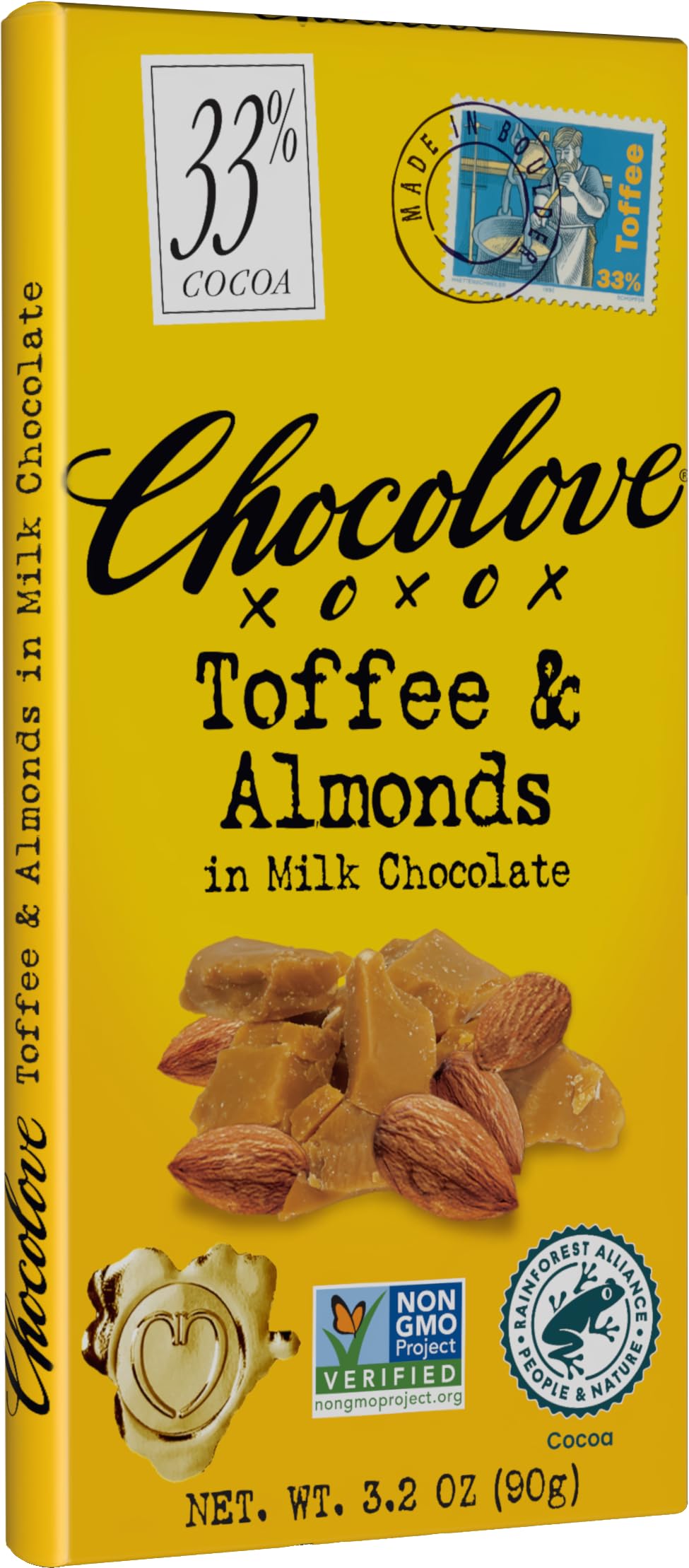 Chocolove - Milk Chocolate Bar Toffee & Almonds - 3.2 oz.