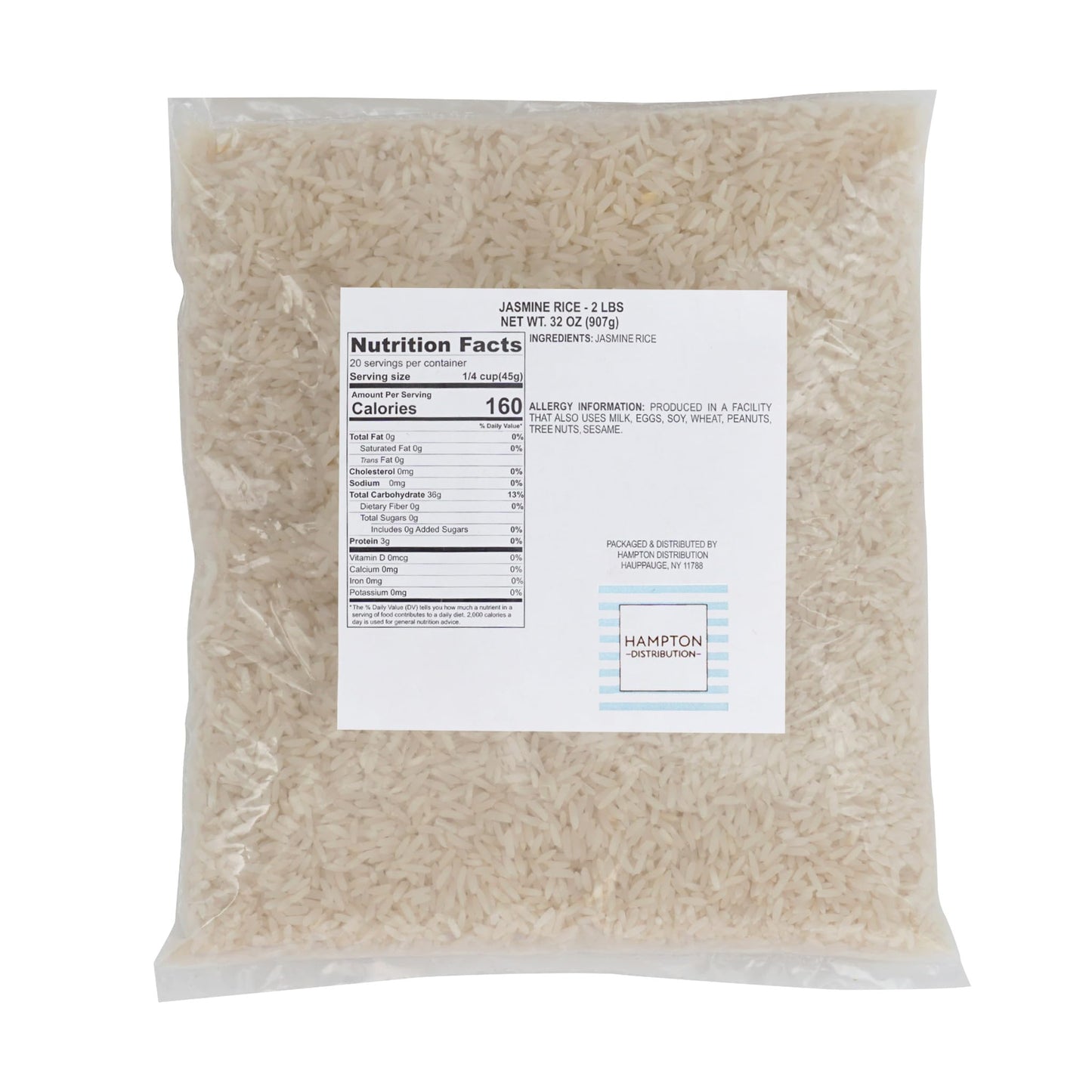 Jasmine Rice, 2 Pound Bulk Bag, Hampton Distribution