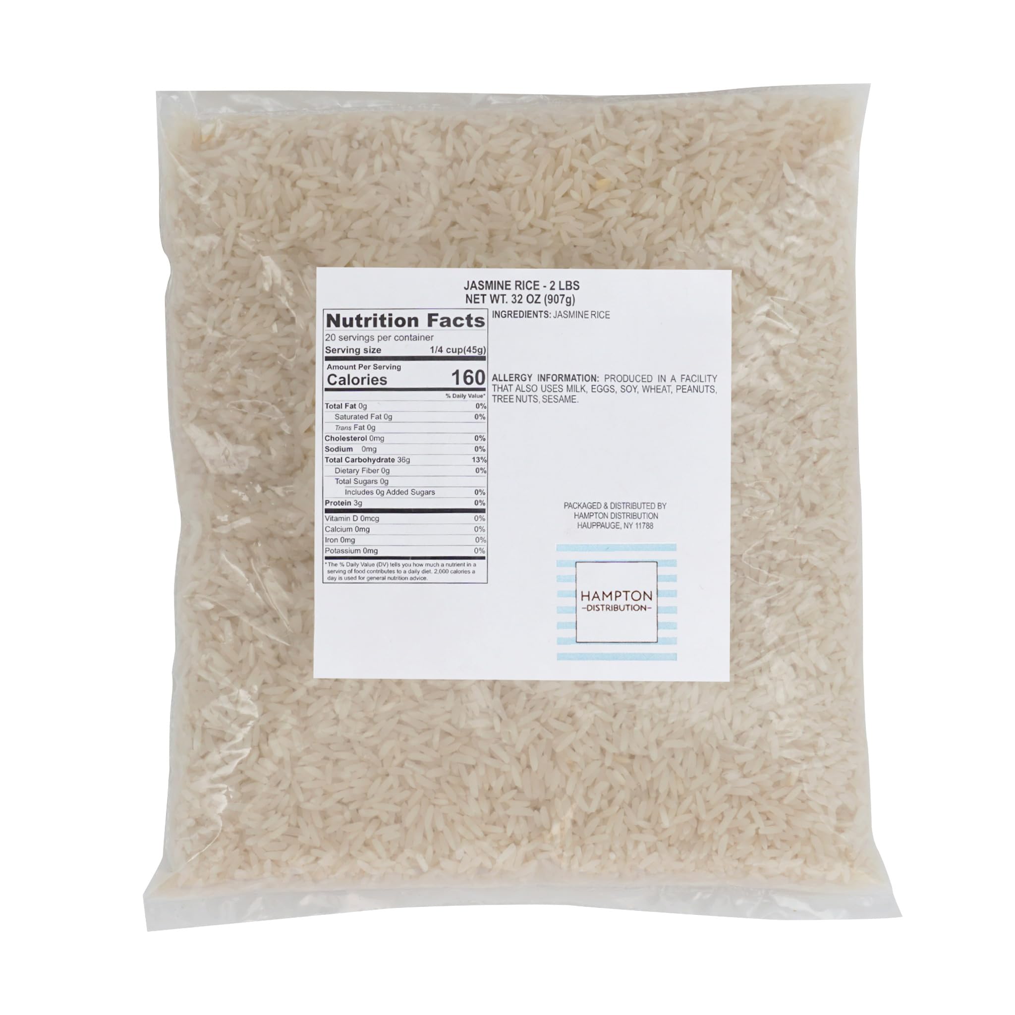 Jasmine Rice, 2 Pound Bulk Bag, Hampton Distribution