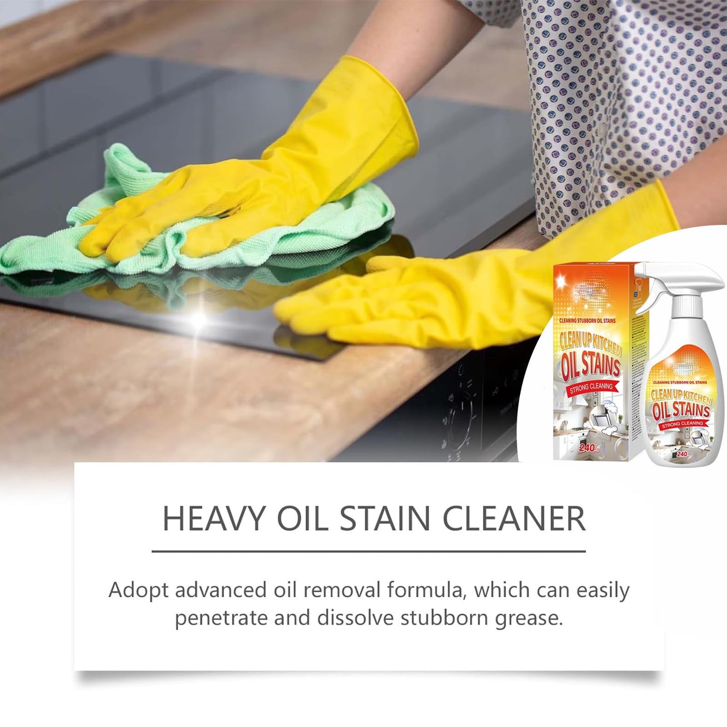 Oil Stains Clean Up Kitchen, Heavy Oil Cleaner Stain, 240ML/8.1FL Oz Heavy Oil Stain Cleaner Kitchen, 2026 New Heavy-Duty Kitchen Degreaser Foam