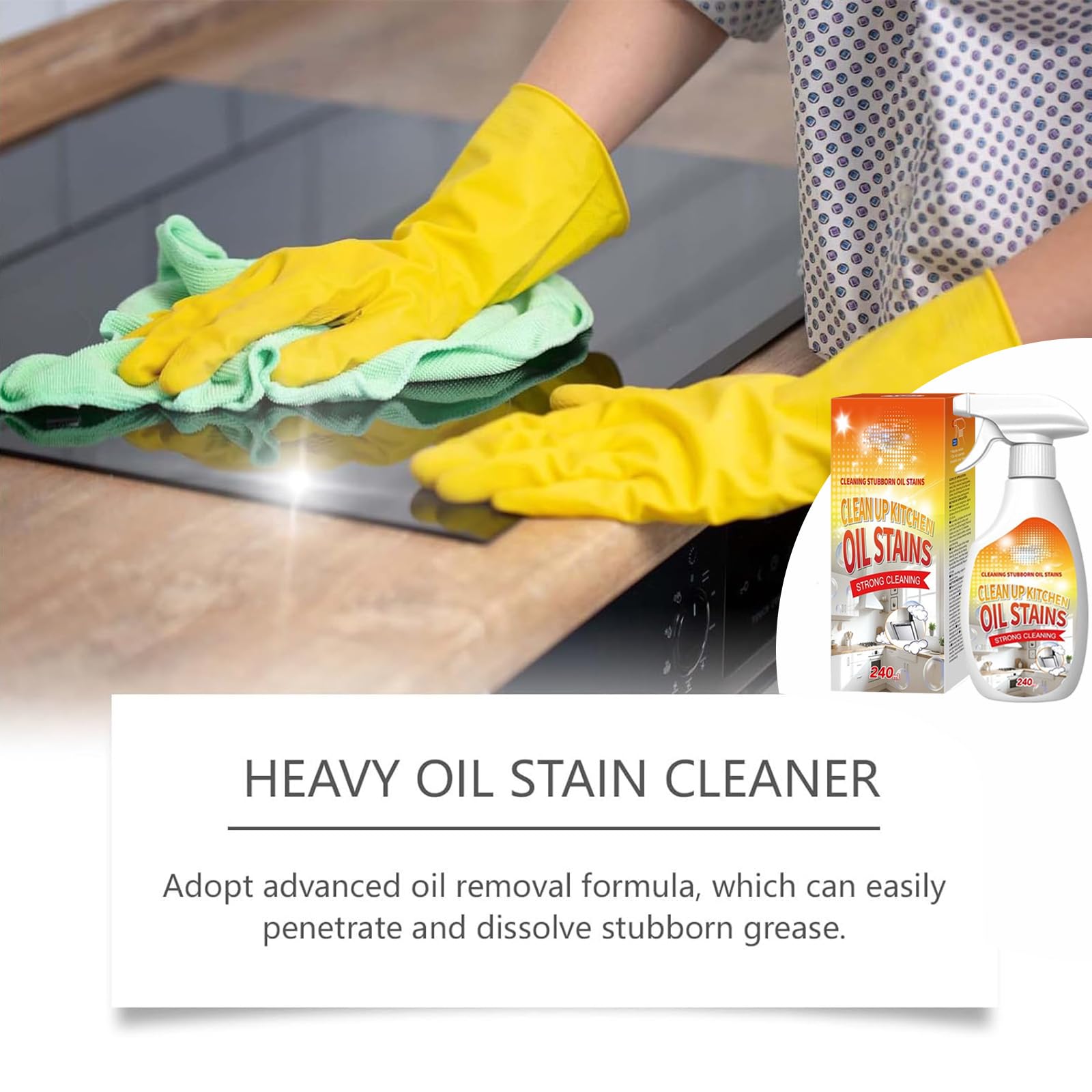Oil Stains Clean Up Kitchen, Heavy Oil Cleaner Stain, 240ML/8.1FL Oz Heavy Oil Stain Cleaner Kitchen, 2026 New Heavy-Duty Kitchen Degreaser Foam