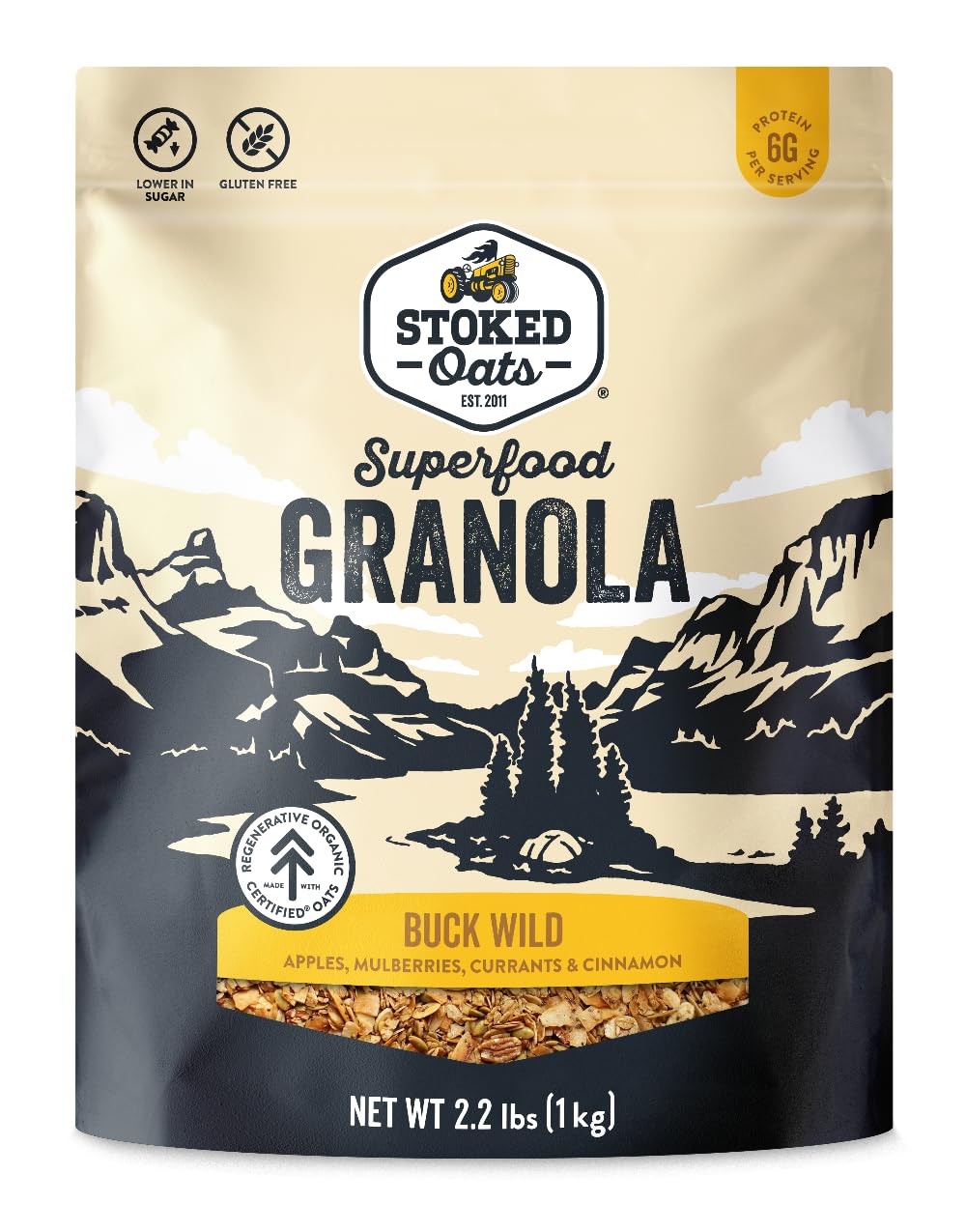 Stoked Oats - Buck Wild Granola - High Protein, Low Sugar - Gluten Free, Non-GMO - Perfect for Breakfast (35.30z)