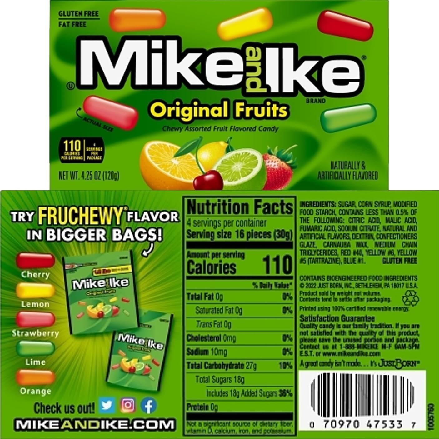 Mike Ike 4.25 OZ Theater Box Variety Bulk (6-Pack) - Jolly Joe's, Red Rageous, Berry Blast, Sour Watermelon, Original Fruit, Mega Mix With Galley