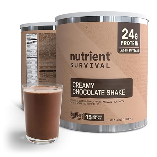 Nutrient Survival Whey Protein Powder Shake Chocolate Shake Gluten-Free, High-Protein Breakfast or Meal Replacement Shake, Perfect Dark Chocolate