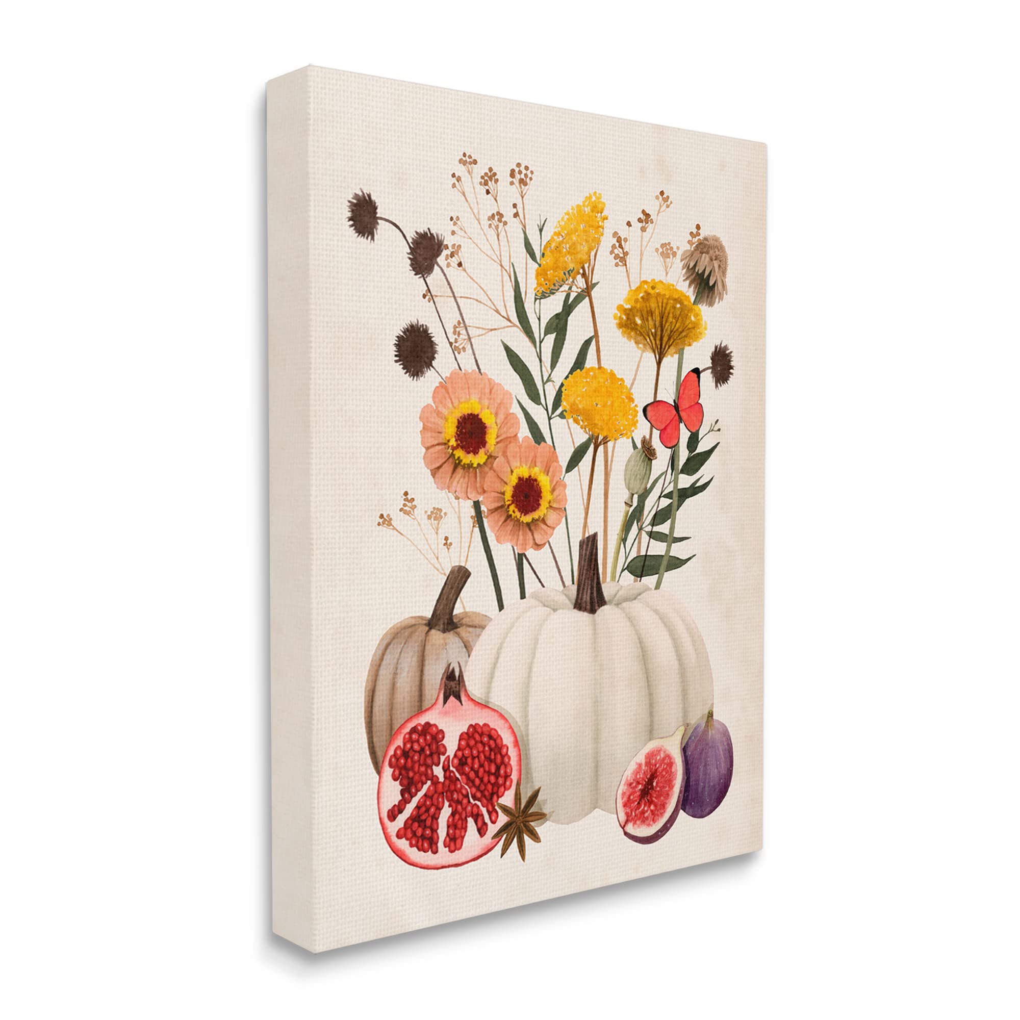 Stupell Industries Autumn Harvest Arrangement Pumpkin Pomegranate Fig Fruits, Design by Grace Popp