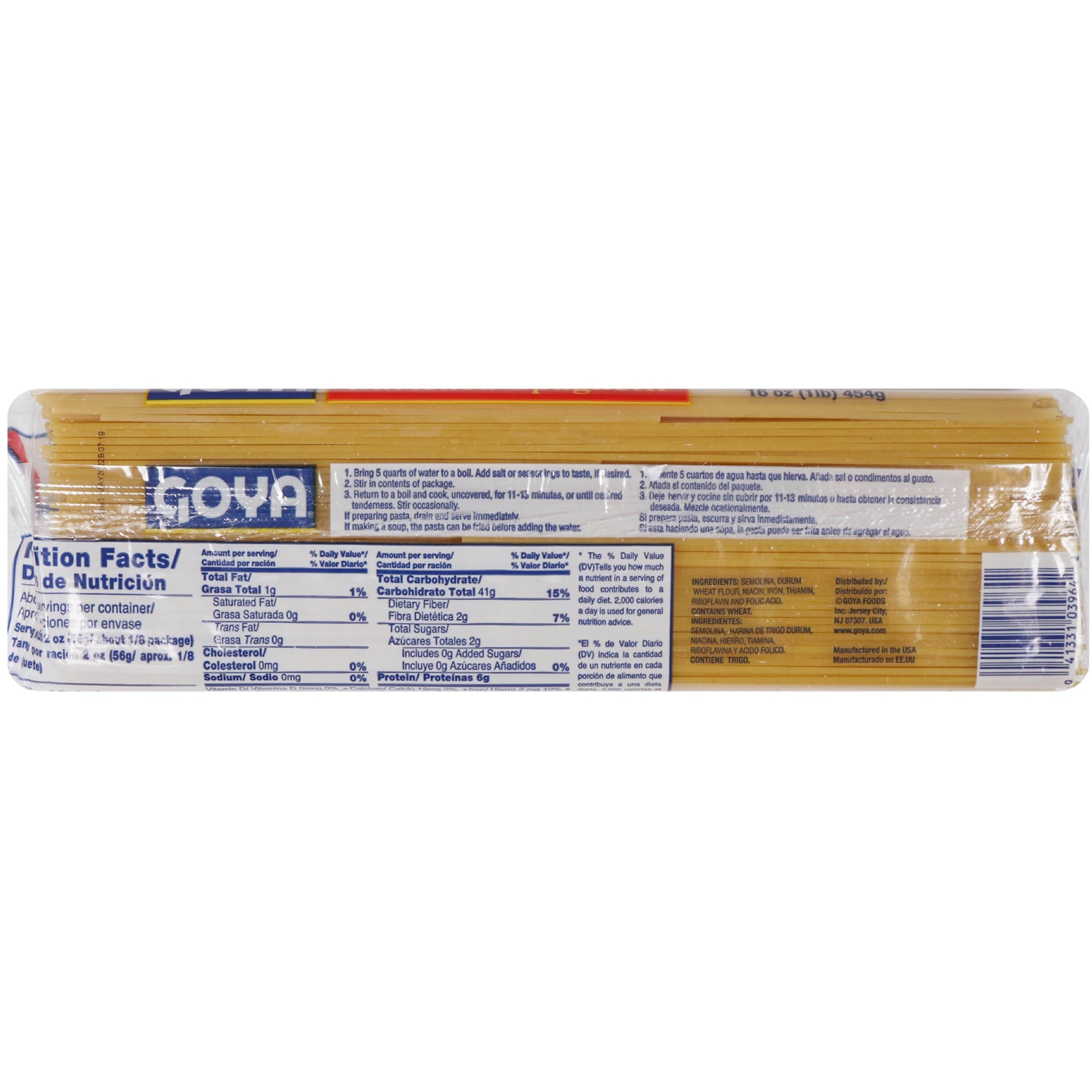 Goya Spaghetti Pasta, Pack of 2 (16 oz Bags) Enriched Durum Wheat Noodles for Classic Italian Dishes, Latin-Inspired Soups, and Everyday Family Meals