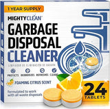 Garbage Disposal Cleaner And Deodorizer Tablets 24 Pack - 1 Year Supply Kitchen Sink Cleaner And Deodorizer, Septic Safe Foaming clean, Lemon Scent
