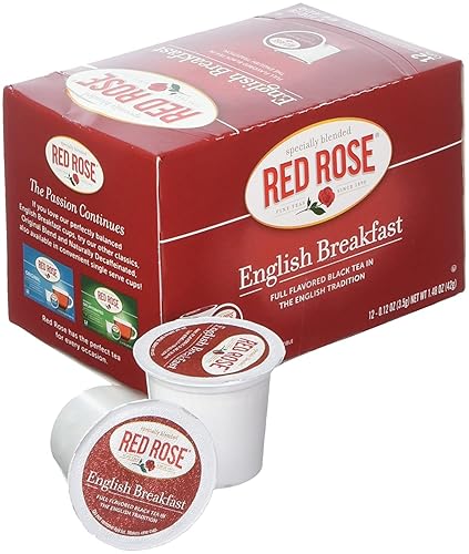Red Rose English Breakfast Tea - 12 Single Serve Cups (1 Box)