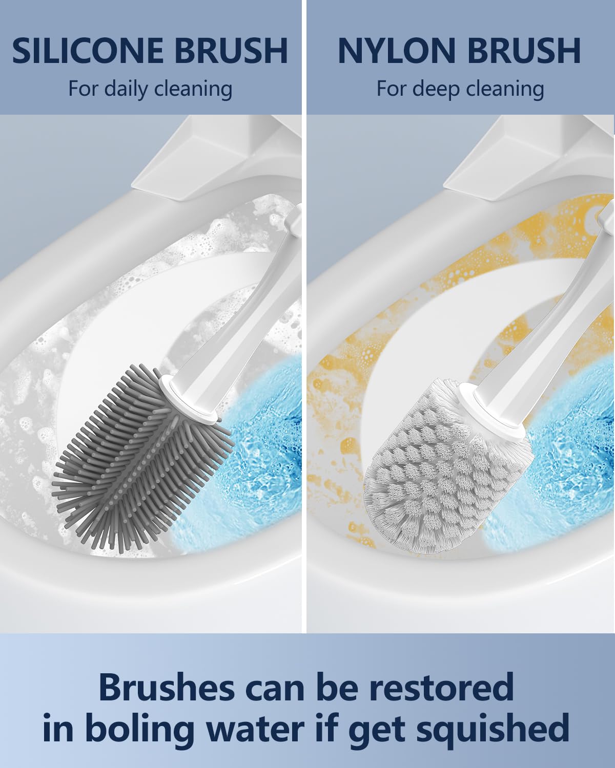 Leebein Electric Toilet Brush and Holder Set, Electric Toilet Bowl Scrubber Kit with 8 Replaceable Brush Heads, Disposable Toilet Brush with 6 Wand