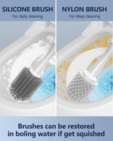 Leebein Electric Toilet Brush and Holder Set, Electric Toilet Bowl Scrubber Kit with 8 Replaceable Brush Heads, Disposable Toilet Brush with 6 Wand