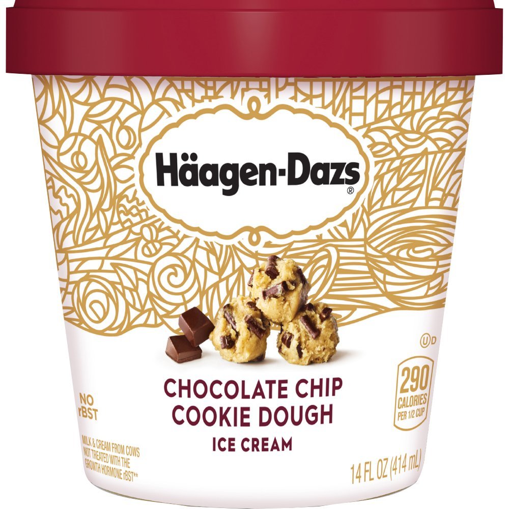 Haagen-Dazs, Chocolate Chip Cookie Dough Ice Cream, 14 oz (Frozen)