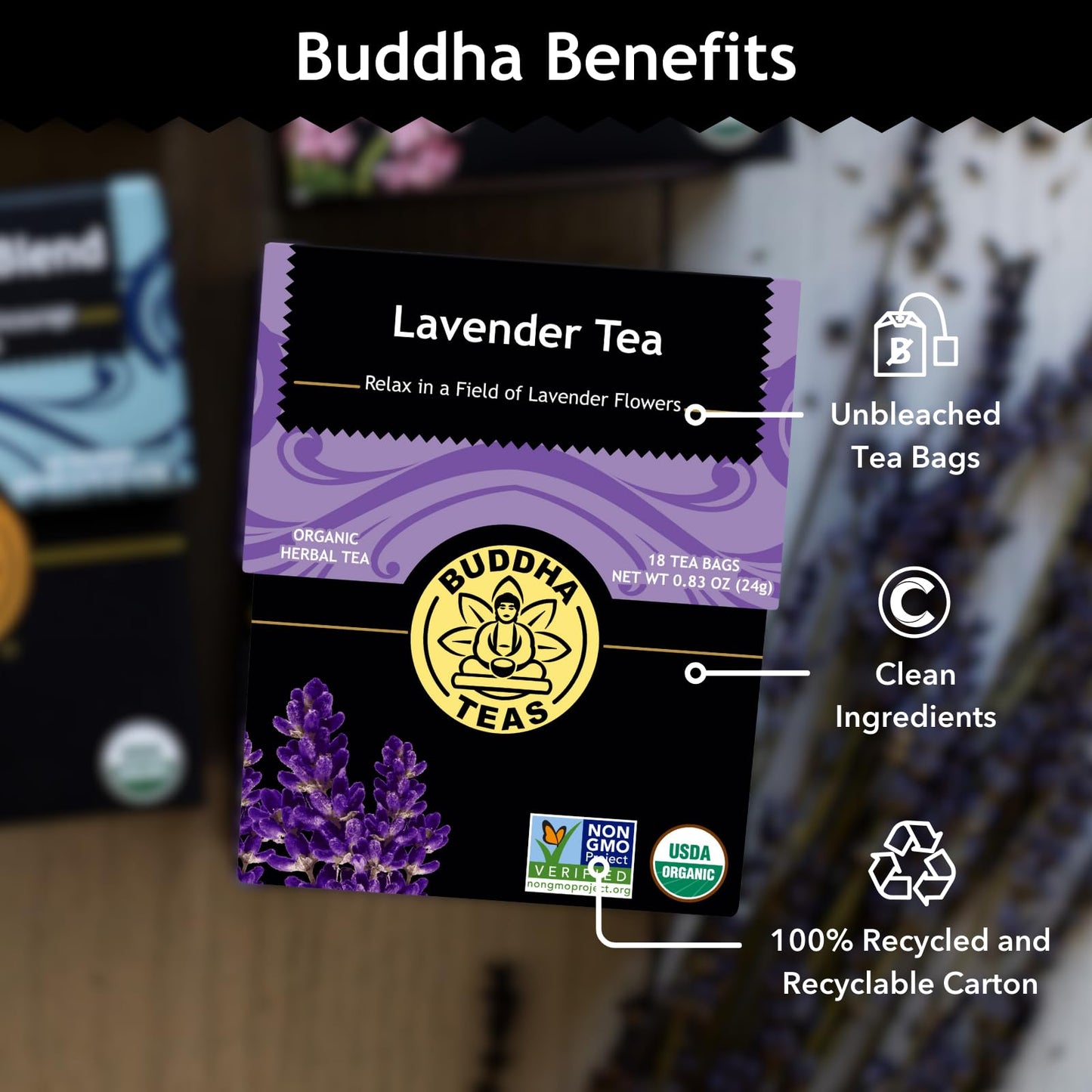 Buddha Teas Organic Passion Flower Tea - OU Kosher, USDA Organic, CCOF, 18 Bleach-Free Tea Bag