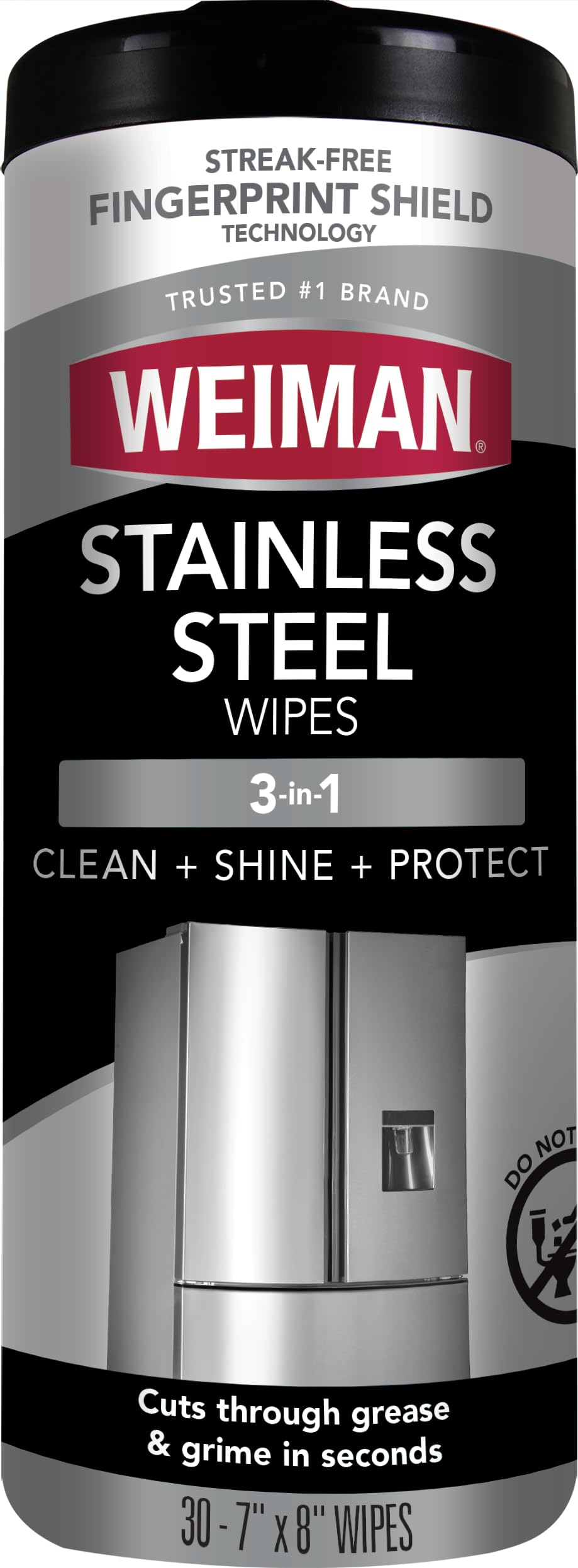 Weiman Stainless Steel Cleaner, 30 Count Wipes, Anti-Fingerprint, Removes Grease, Water Spots, Streaks & Residue, Polishing Cleaner Safe
