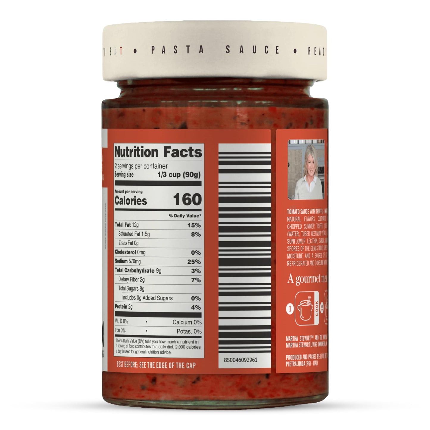 Martha Stewart & Jimmy Tartufi Ready to Eat Truffle & Tomato Pasta Sauce, 6.3 oz (Pack of 1) - Real Truffle, Gluten Free, No Preservatives, No Added
