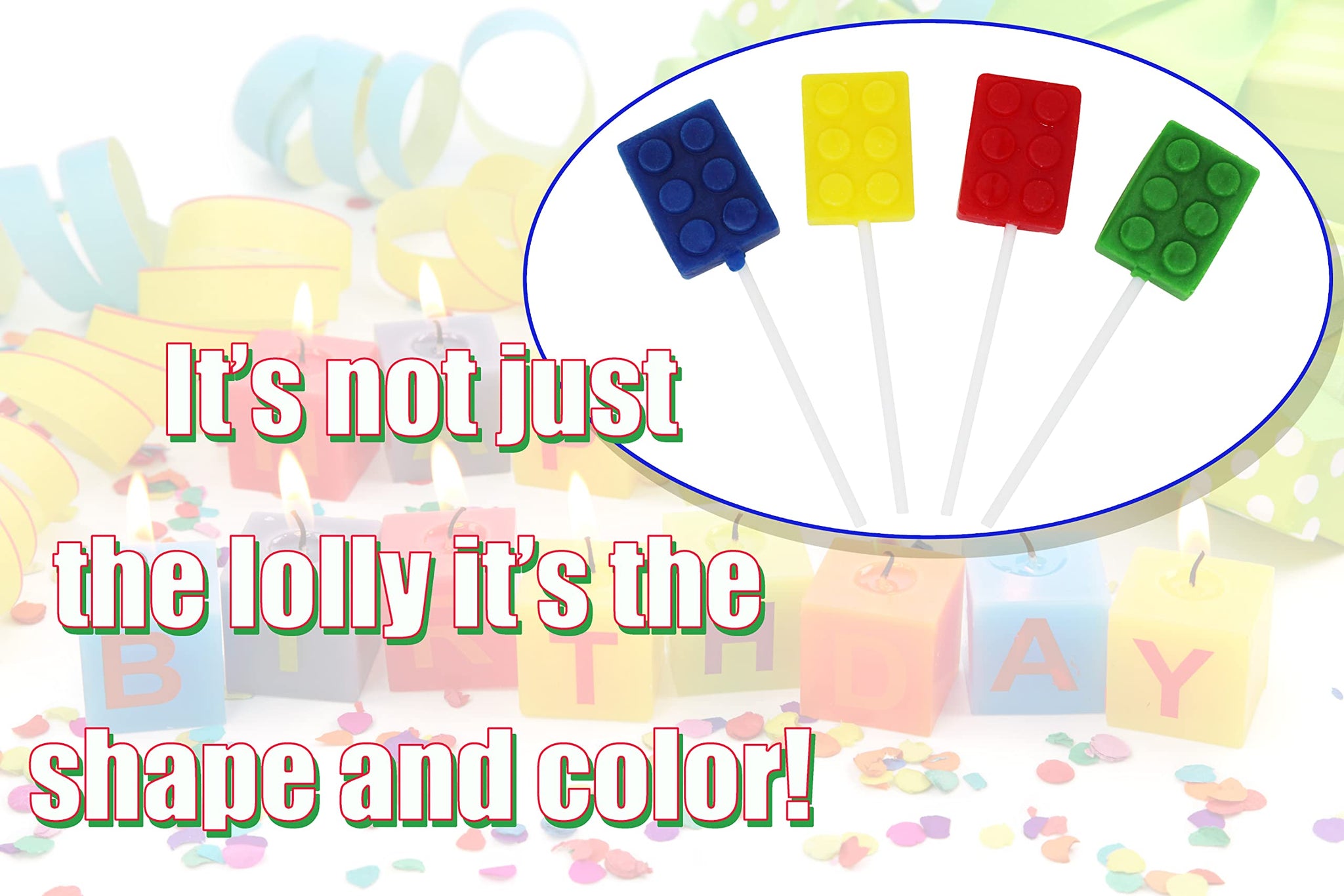 Brick Building Block Party Suckers - 12 Pack Brick Lollipops for Brick Birthday Party Favors - Sweet Color Brick Candy for Brick Party Supplies
