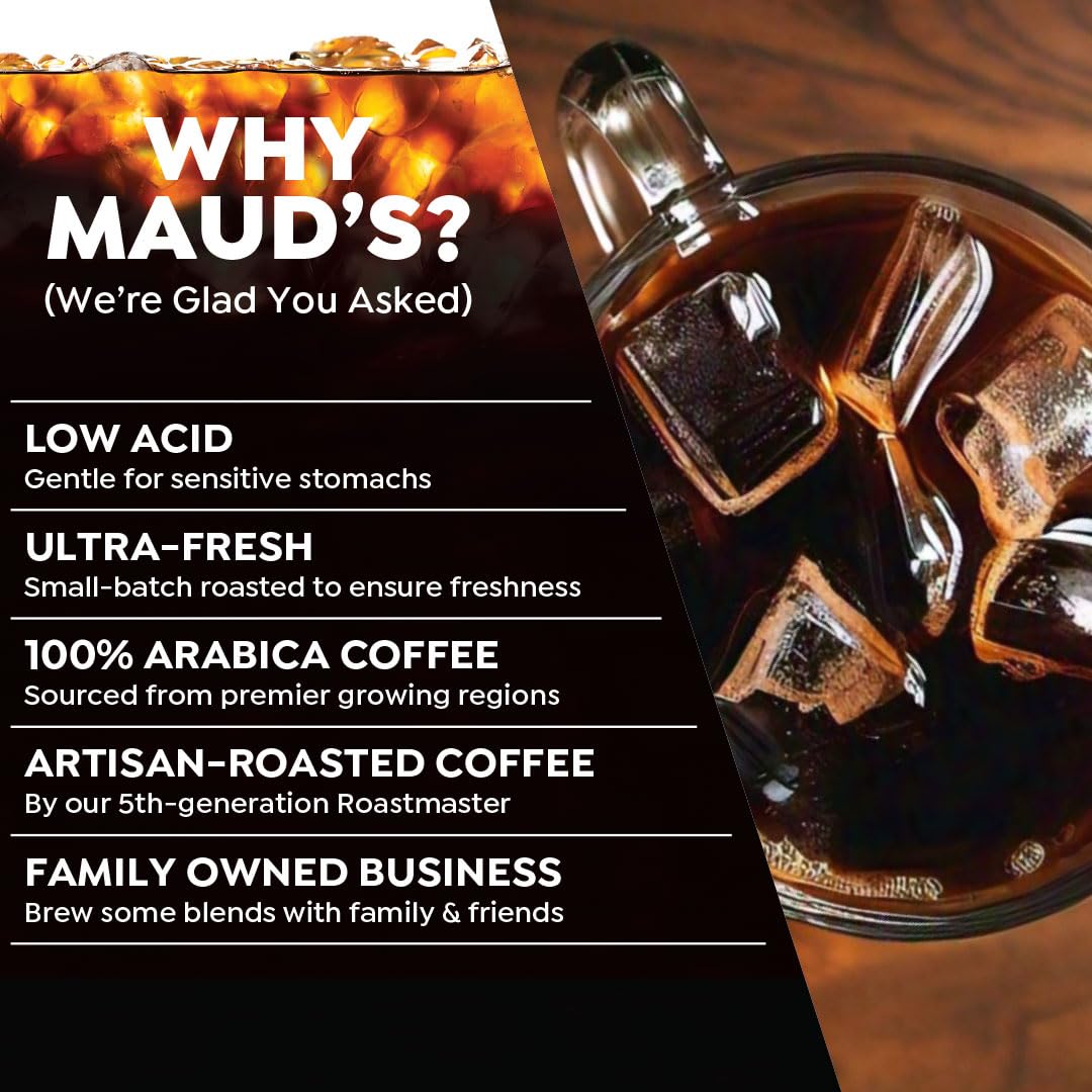 Maud's Cold Brew Dark Roast Coffee Pods, 18 ct, Single Serve Pods - 100% Arabica Coffee, Compatible with Keurig K Cups Maker