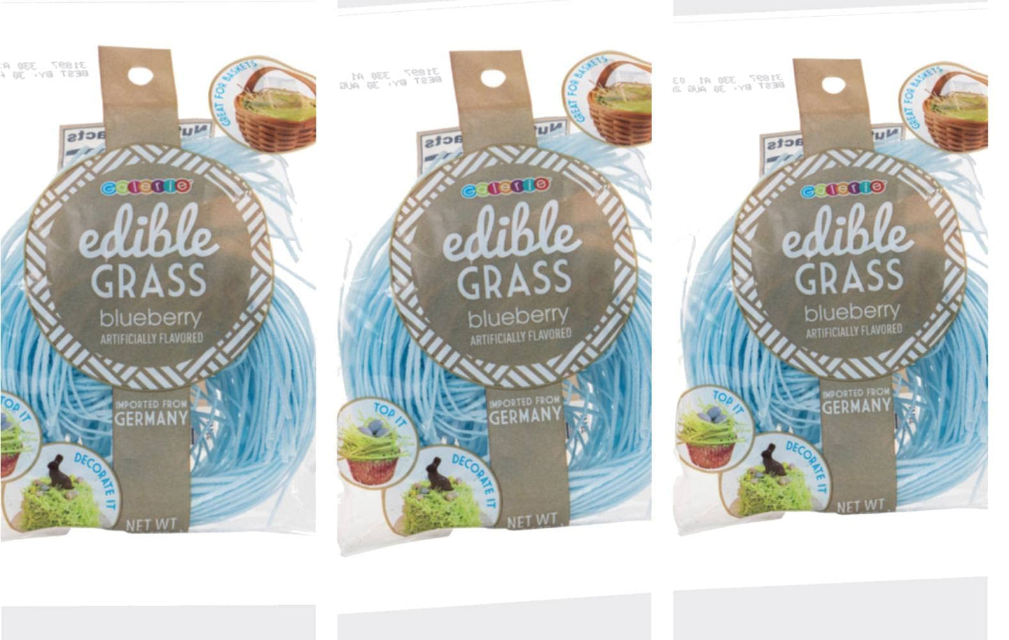 Grandys Candys Edible Easter Grass- Green Apple, Blueberry, Strawberry, & Multi Flavored Bundle-Fun and Delicious Way to Complete Your Easter Baskets