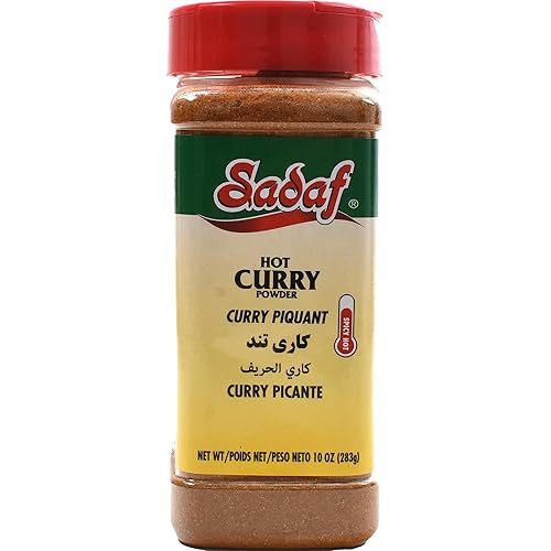 Sadaf Curry Powder Hot - Curry Powder for Cooking & Food Seasoning - Kosher - 10 oz Bottle with Shaker Top