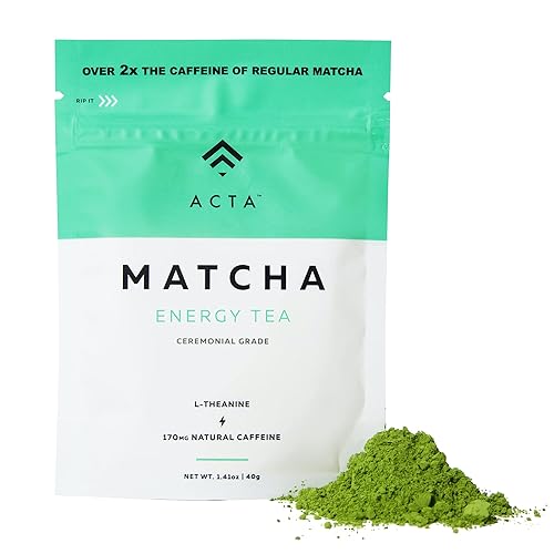 ACTA Matcha Energy Tea 40g, High Caffeine (170mg) Blend for Increased Focus & Clarity, Perfect Coffee Alternative Made with Ceremonial Grade Matcha