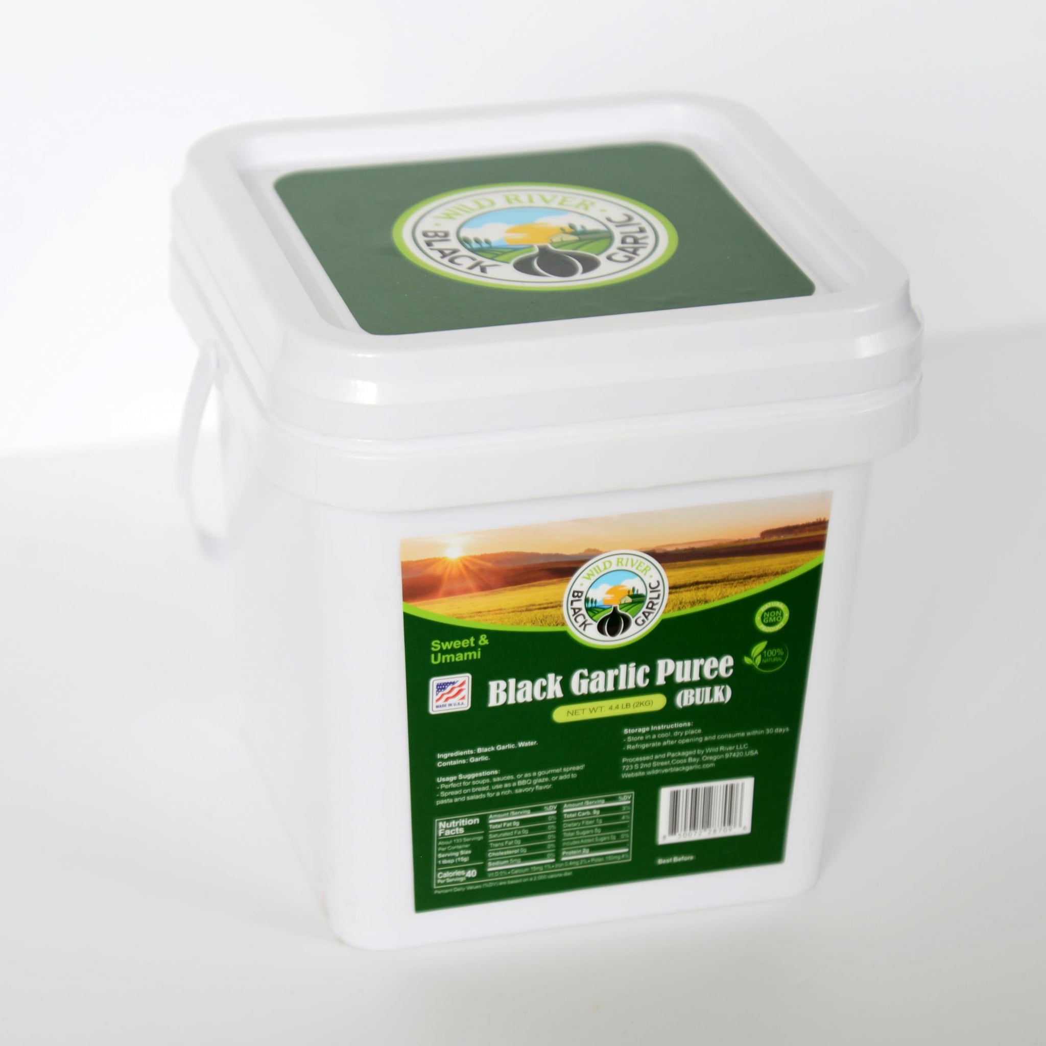 100% American Grown & Made - Wild River Black Garlic - Premium Black Garlic Puree - Bulk Size (4.4 lb / 9 lb) - Naturally Aged Gilroy California