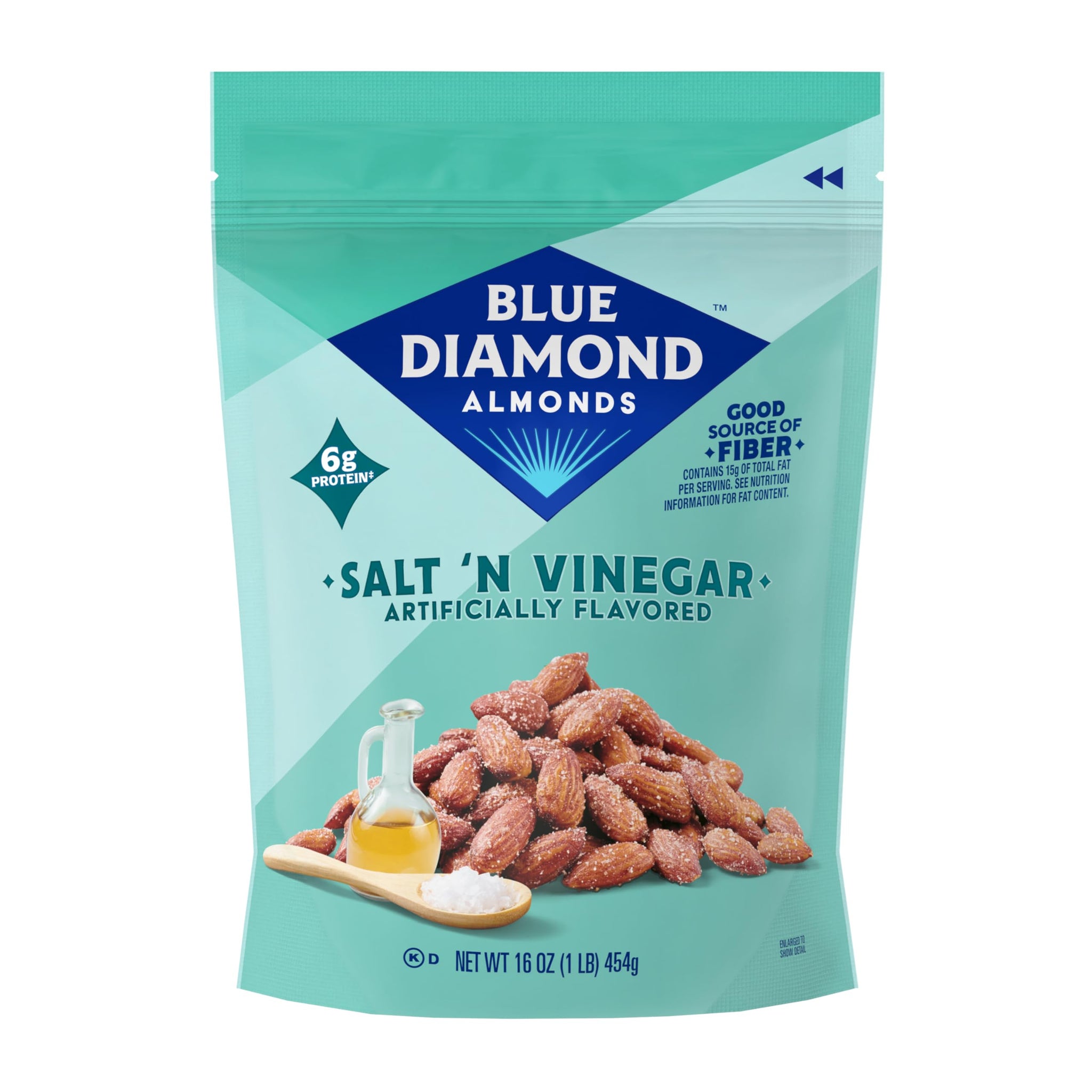 Blue Diamond Almonds Salt N' Vinegar Flavored Snack Nuts, 16 Oz Resealable Bag (Pack of 1)