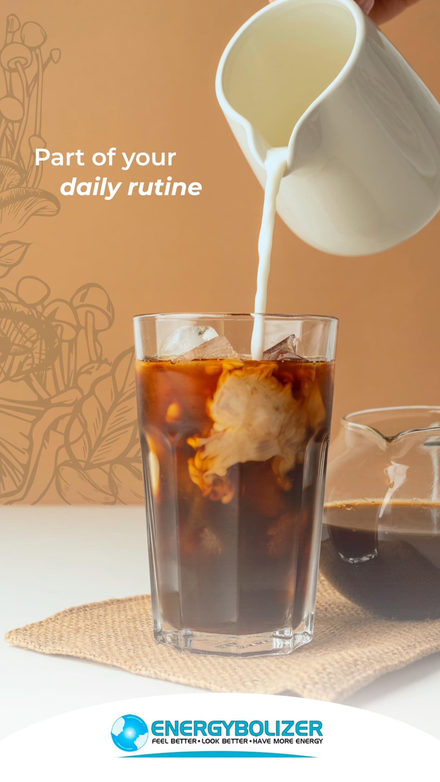 Energybolizer Café Tolex |Instant Columbian Brew Coffee with Added Mushrooms, Maca, Kola Nut, Guarana, and Yerba Mate