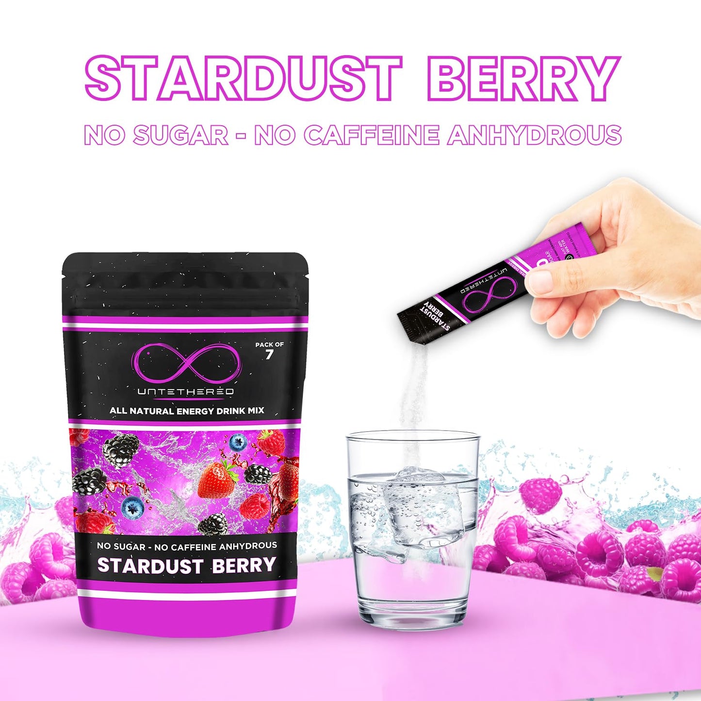 UNTETHERED - STARDUST BERRY All Natural Energy Drink Mix (Pack of 7)