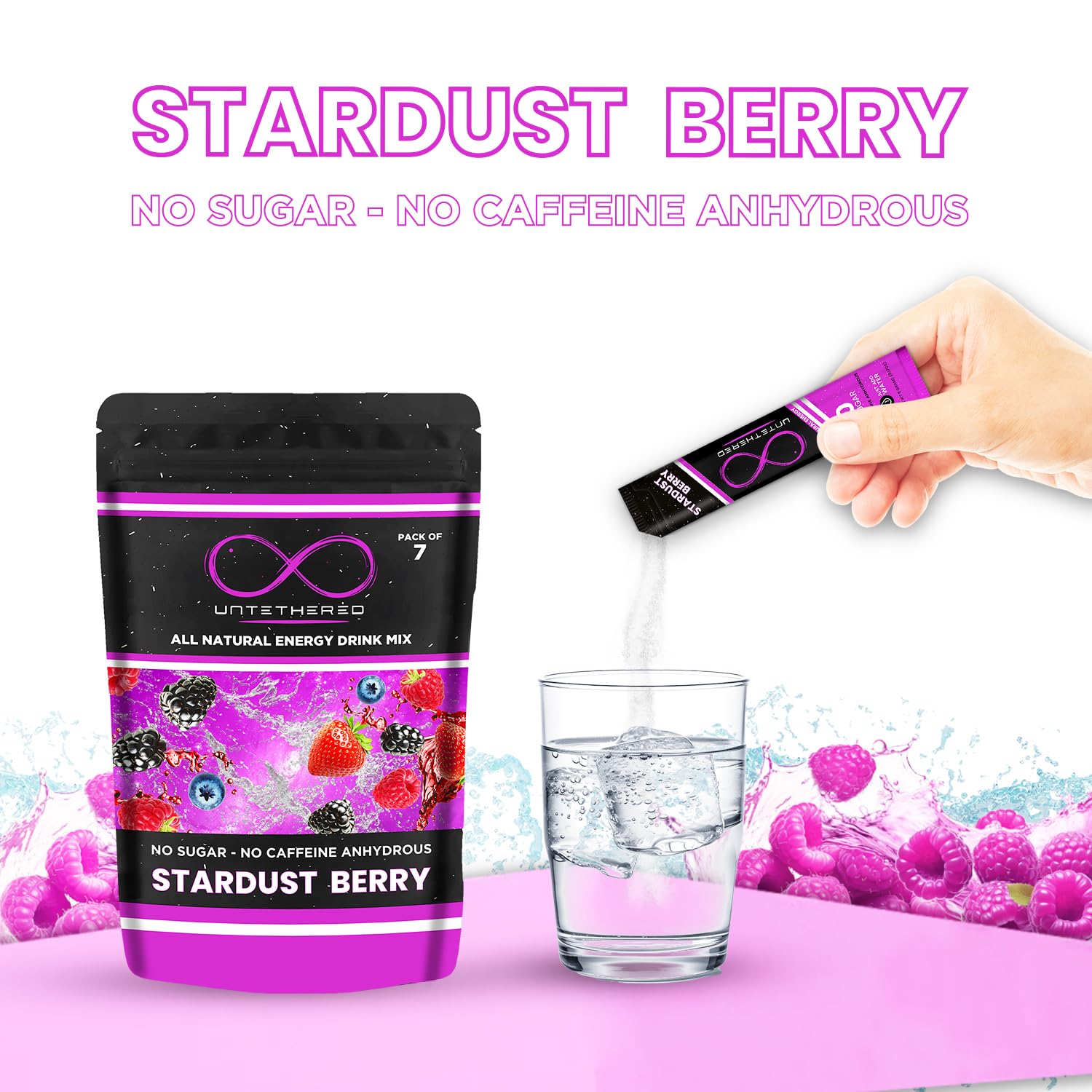 UNTETHERED - STARDUST BERRY All Natural Energy Drink Mix (Pack of 7)