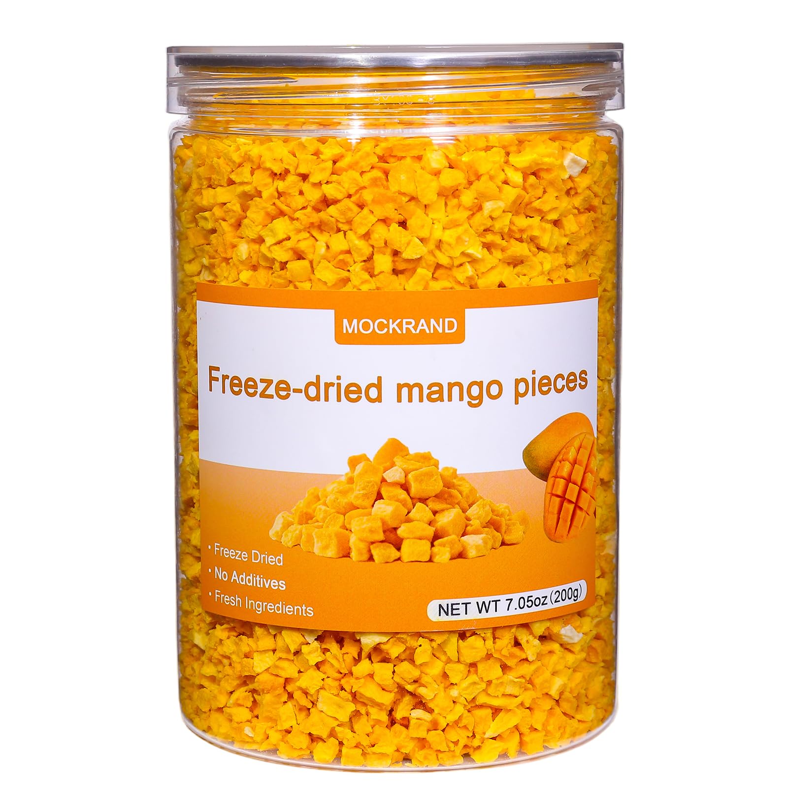 MOCKRAND Freeze Dried Diced Mango No Sugar Added 7.05OZ,Freeze Dried Fruit, Dried Mangoes, Fruit Snacks, Ideal for Infusing Drinks, Baked