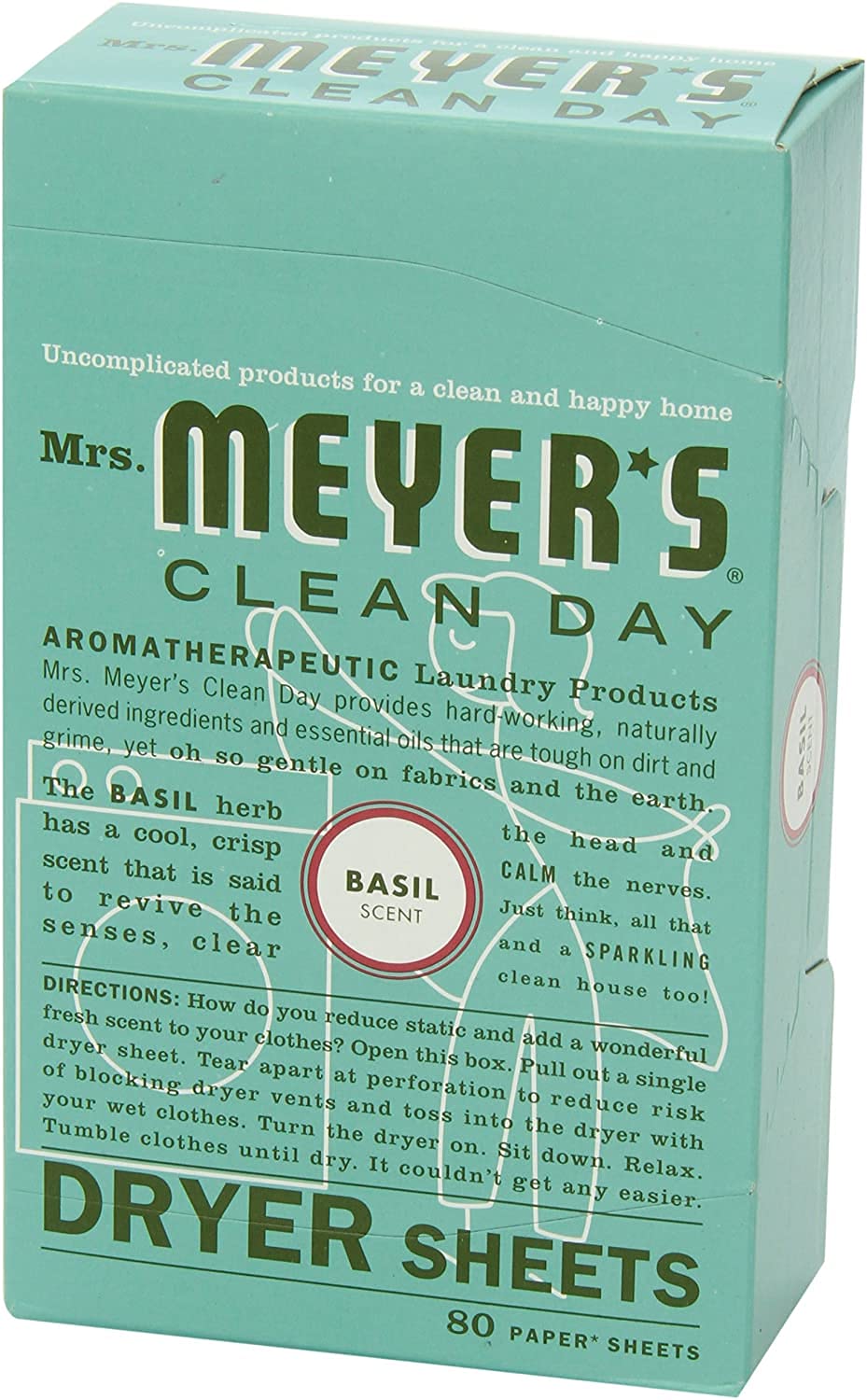 Mrs. Meyer'S Dryer Sheets Basil 80 Sht