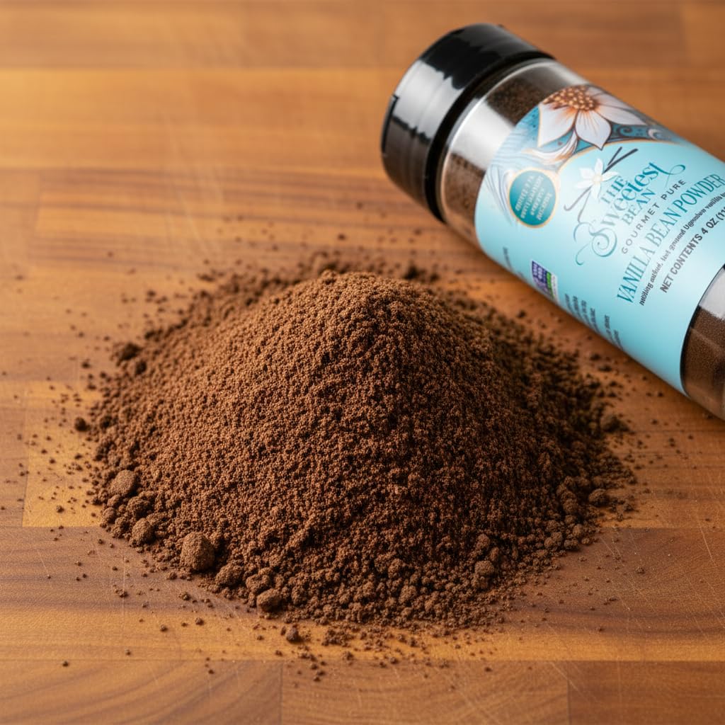 Vanilla Bean Powder, 2 oz. - 100% Ground Ugandan Bourbon Beans - Pure, Non-GMO, Rich & Aromatic for Baking, Coffee, Desserts