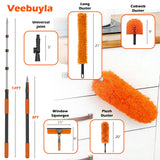 High Ceiling Duster Kits with 3-12FT Adjustable Pole - Includes Extra Long Duster, High Ceiling Duster, Rotatable Window Squeegee & Cobweb Duster