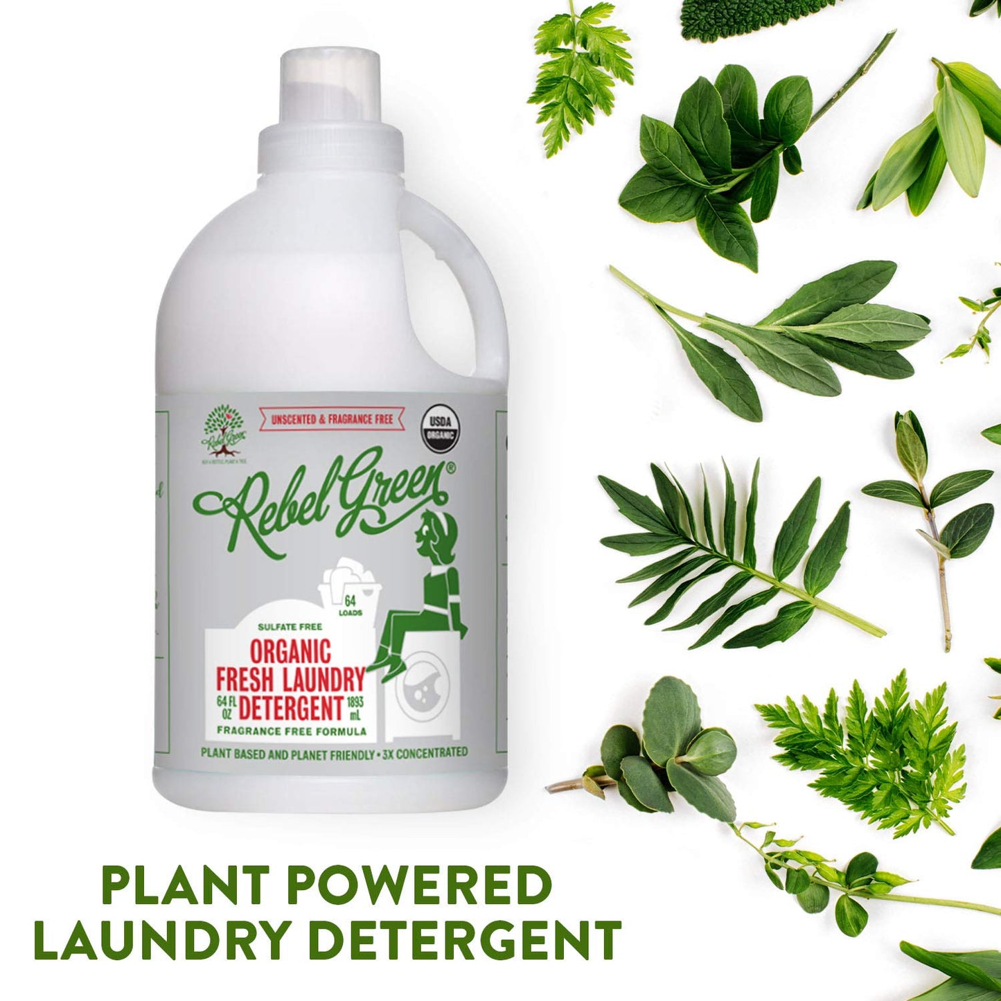 Rebel Green Organic Unscented Fresh Laundry Detergent, 64 FZ