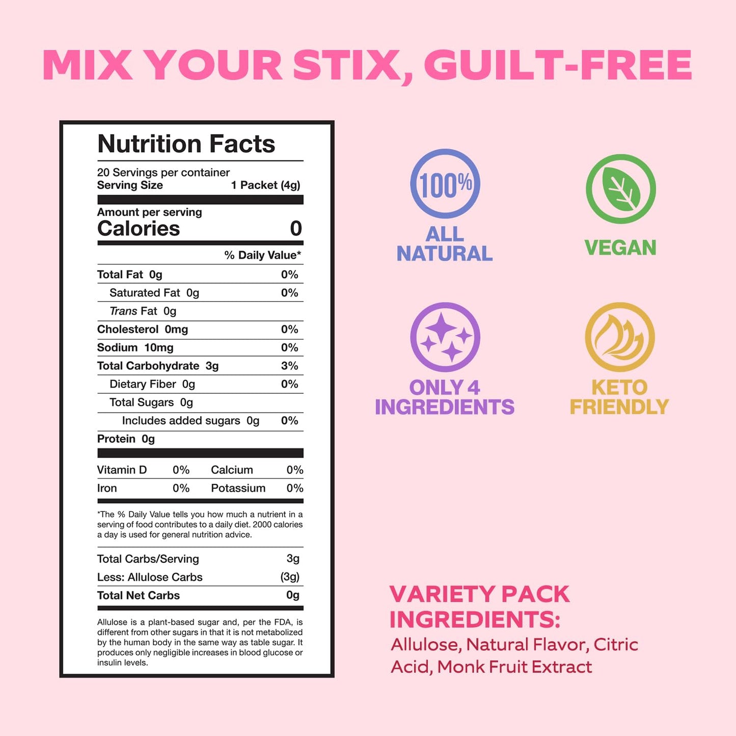 Cocktail Stix Zero Sugar Variety Pack - Cocktail & Mocktail Drink Mixer - Skinny Mixes - Water Flavoring Packets - Vegan - No Calories, No Carbs, No