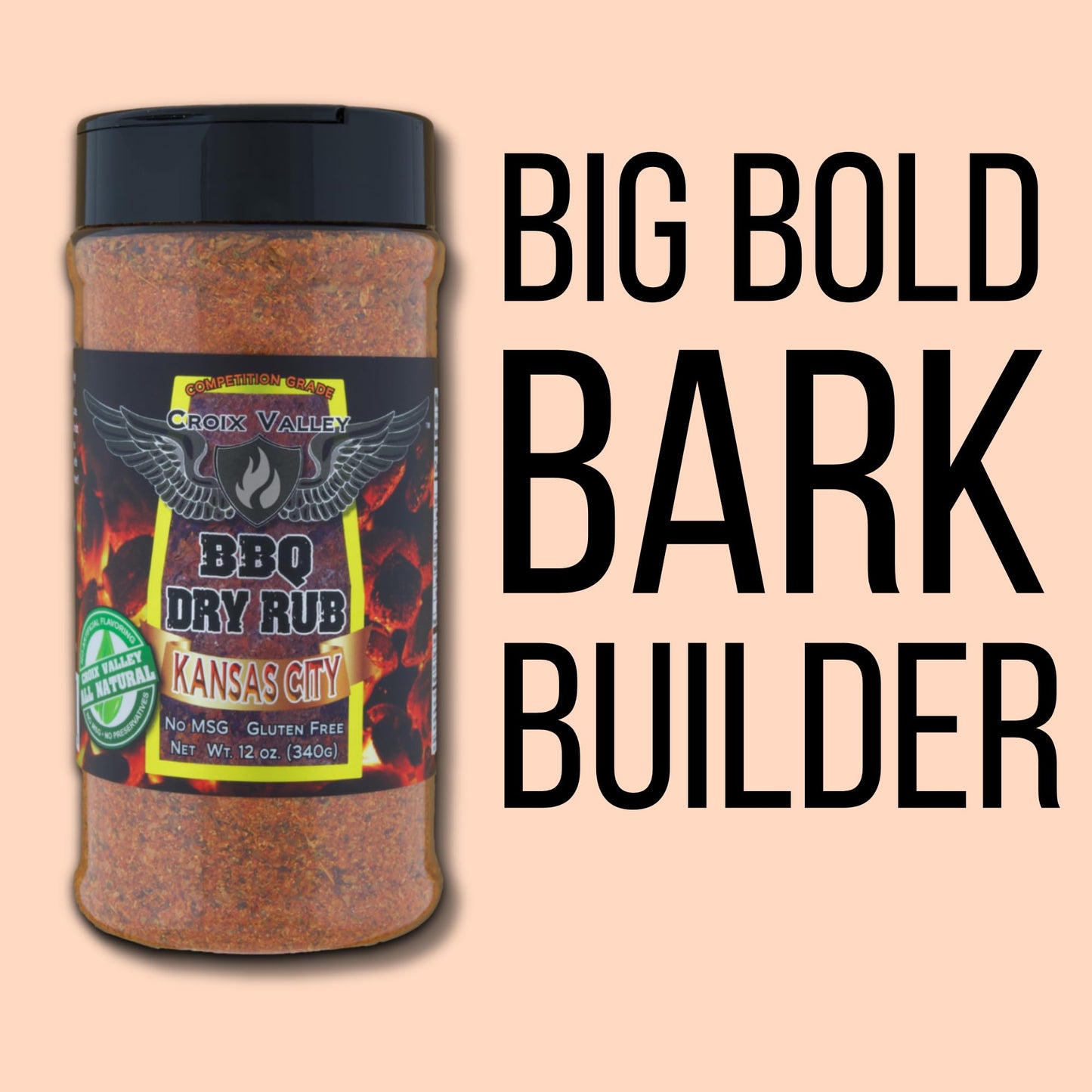 Croix Valley Kansas City BBQ Dry Rub - 3 Pack (12 oz Plastic Shaker Bottle) - Bold Savory Flavor with Balanced Sweetness - Gluten-Free, No MSG, Vegan