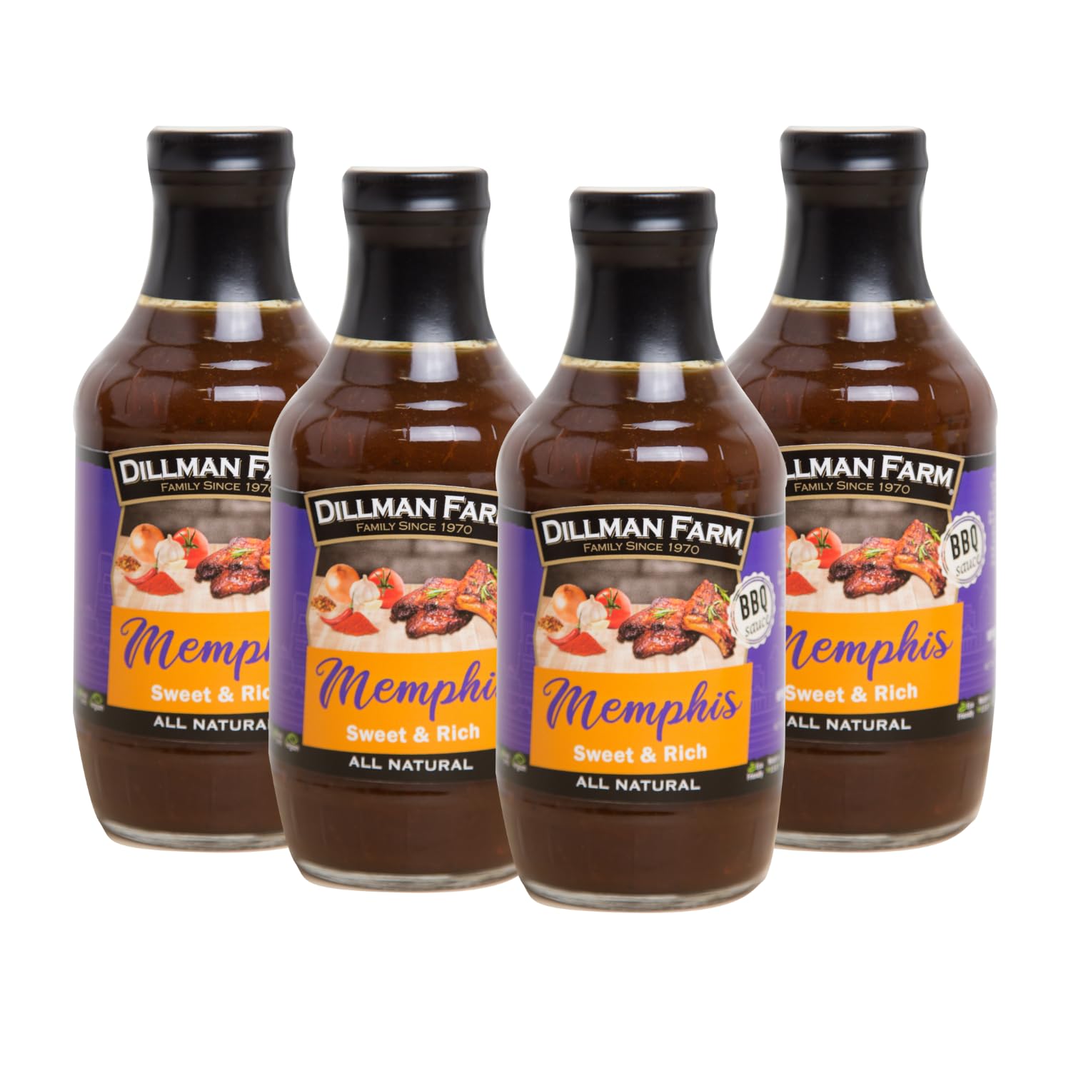 Dillman Farm Memphis All Natural Barbecue Sauce, Sweet & Rich - Gluten-Free, Non-GMO, Eco-Friendly Vegan, Kosher, Preservative Free, Corn Syrup Free