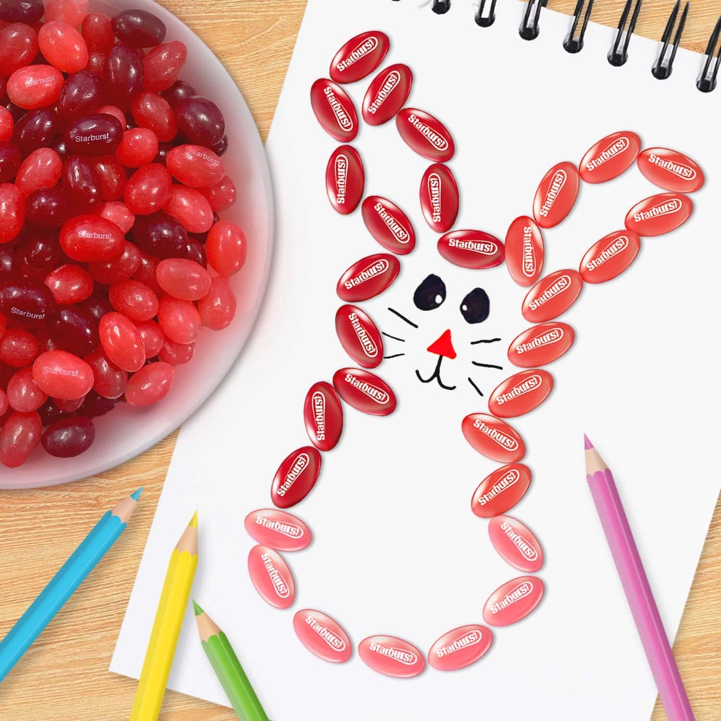 STARBURST Red Fruit-Flavored Jelly Beans Easter Candy, Jellybeans for Easter Basket Stuffers, Eggs, 14oz, 12/CS