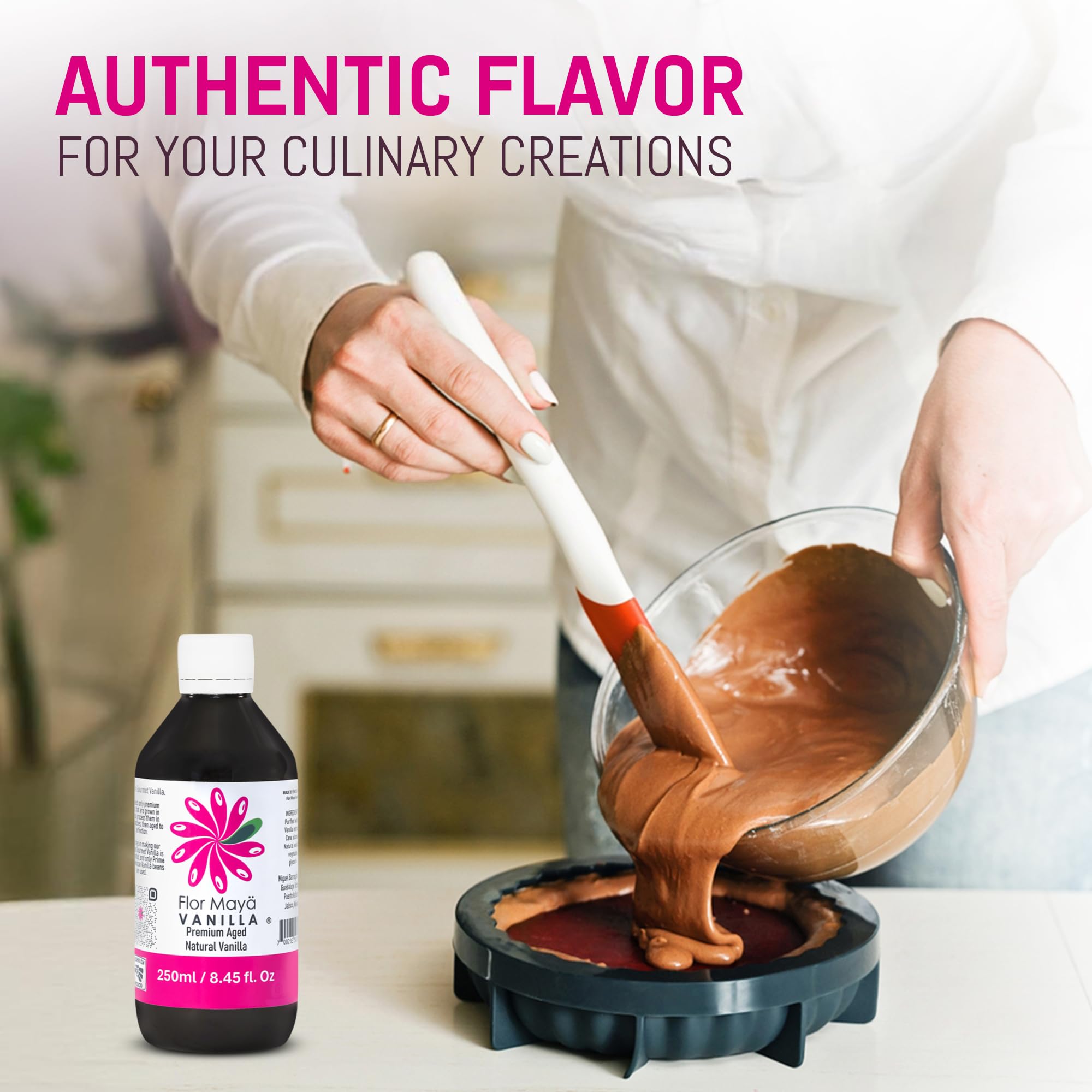 Flor Maya Vanilla Extract - Premium Aged Blend Made with Mexican Vanilla Beans | Gourmet Vanilla Bean Extract for Baking, Cooking & Desserts | Gluten