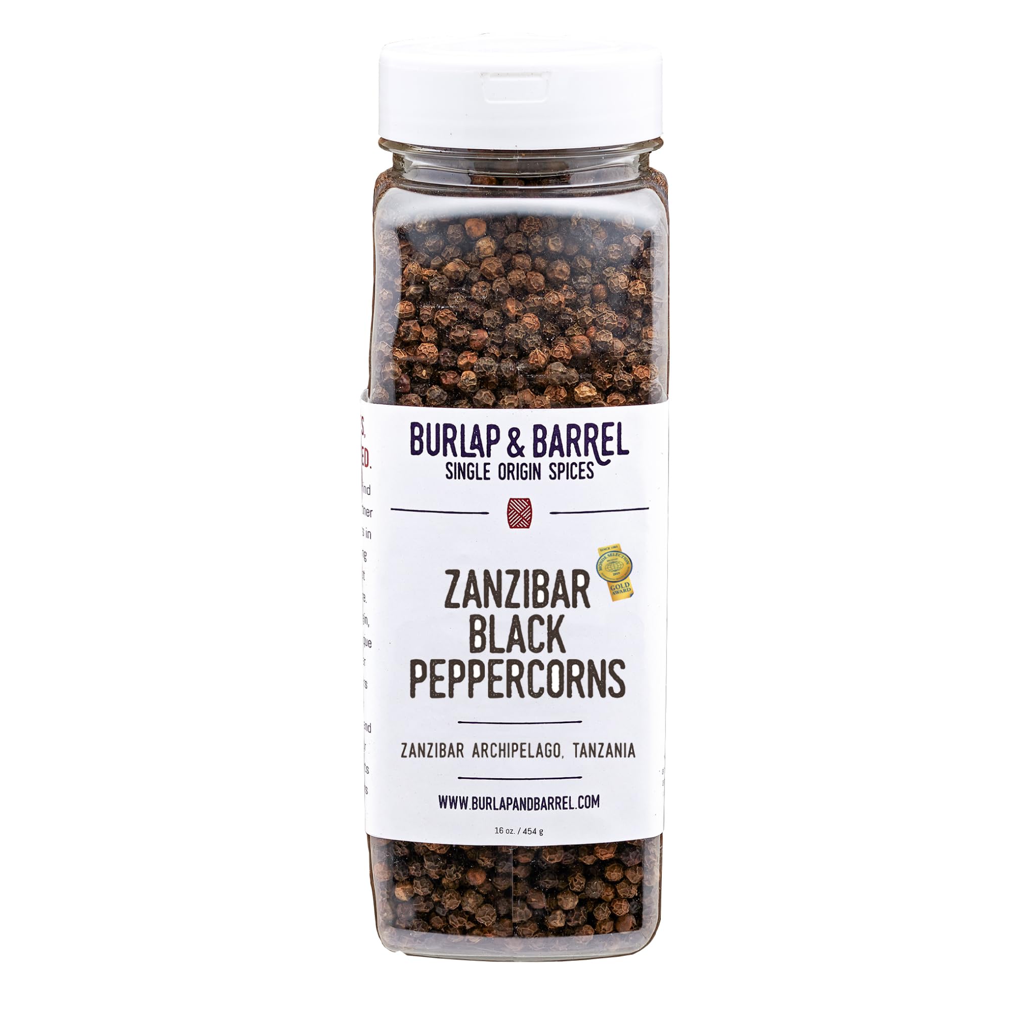 Burlap & Barrel Zanzibar Black Peppercorns - Award-Winning, Vine-Ripened Whole Peppercorns with Bright, Lemony, Spicy Flavor - As seen on Shark Tank