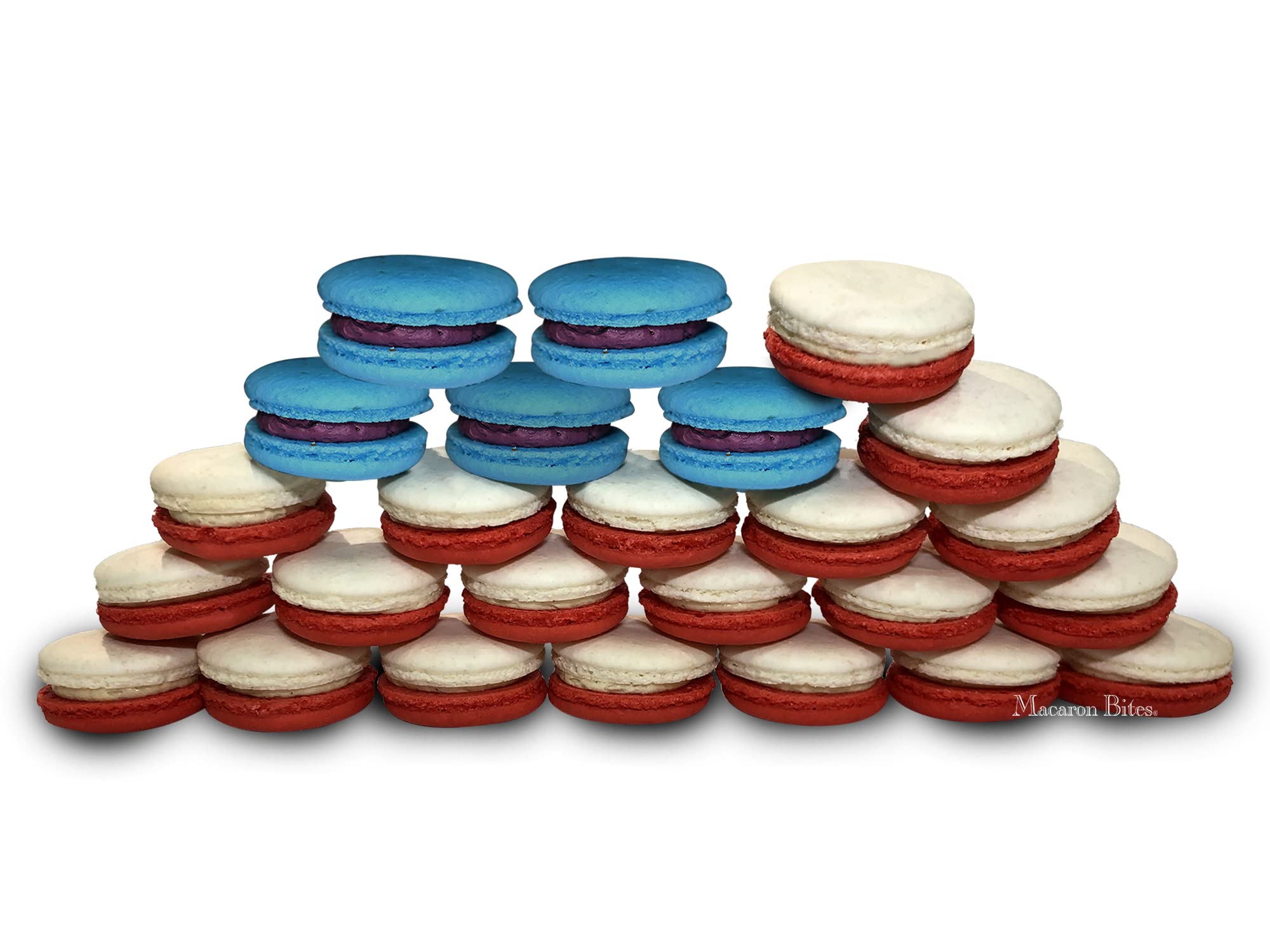 Macaron Cookies Gift Box of 36 - The American Flag French Macarons, Gourmet Cookie Gift Box, Macaroon