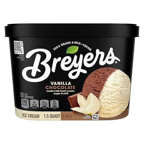 Breyers Ice Cream For a Delicious Frozen Dessert Vanilla Chocolate Made with 100% Grade A Milk & Cream 48 oz
