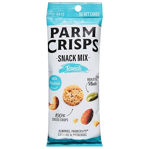 ParmCrisps Snack Mix - Ranch Cheese Parm Crisps and Nuts Snack, Made Simply with 100% Cheese Crisps, Almonds, Cashews, and Pistachios | Healthy