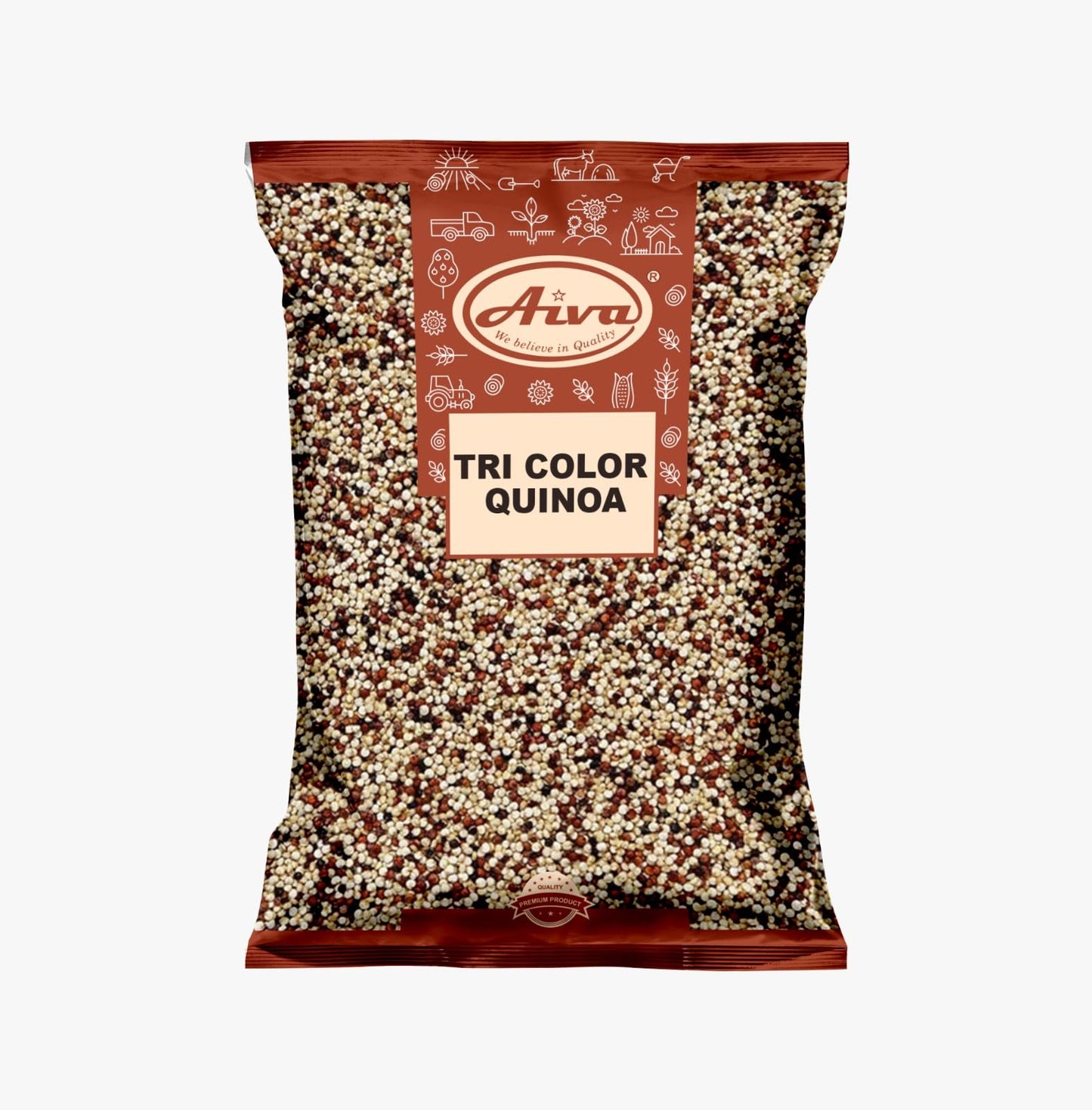Aiva Tri Color Quinoa Seeds | White Red Black Quinoa Blend | Whole Grain Quinoa Mix | Cooking Ingredient | Ready to Use (25 lb Bulk)