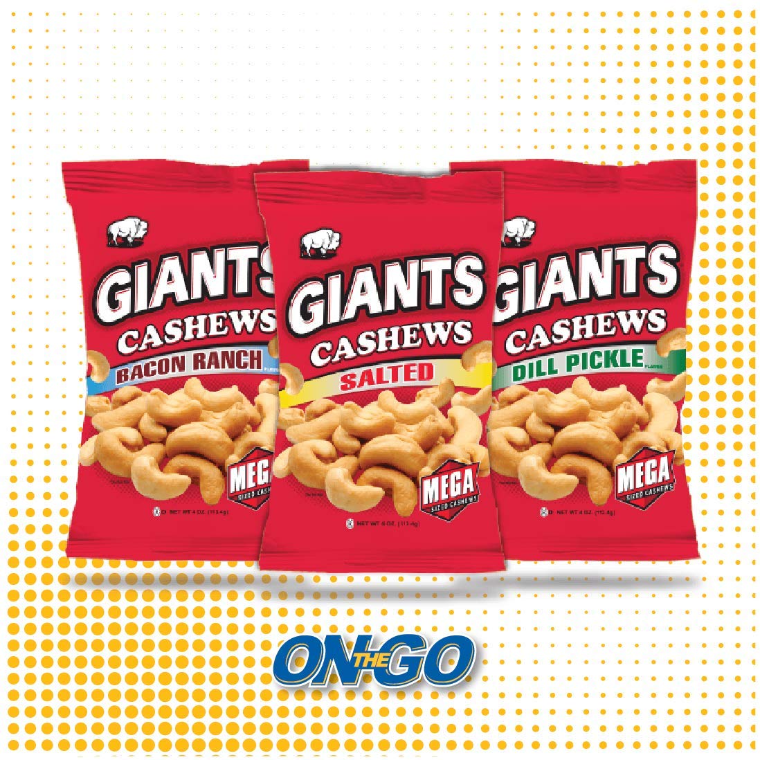 GIANTS Dill Pickle Flavored Cashews, (8-4 oz. Bags)
