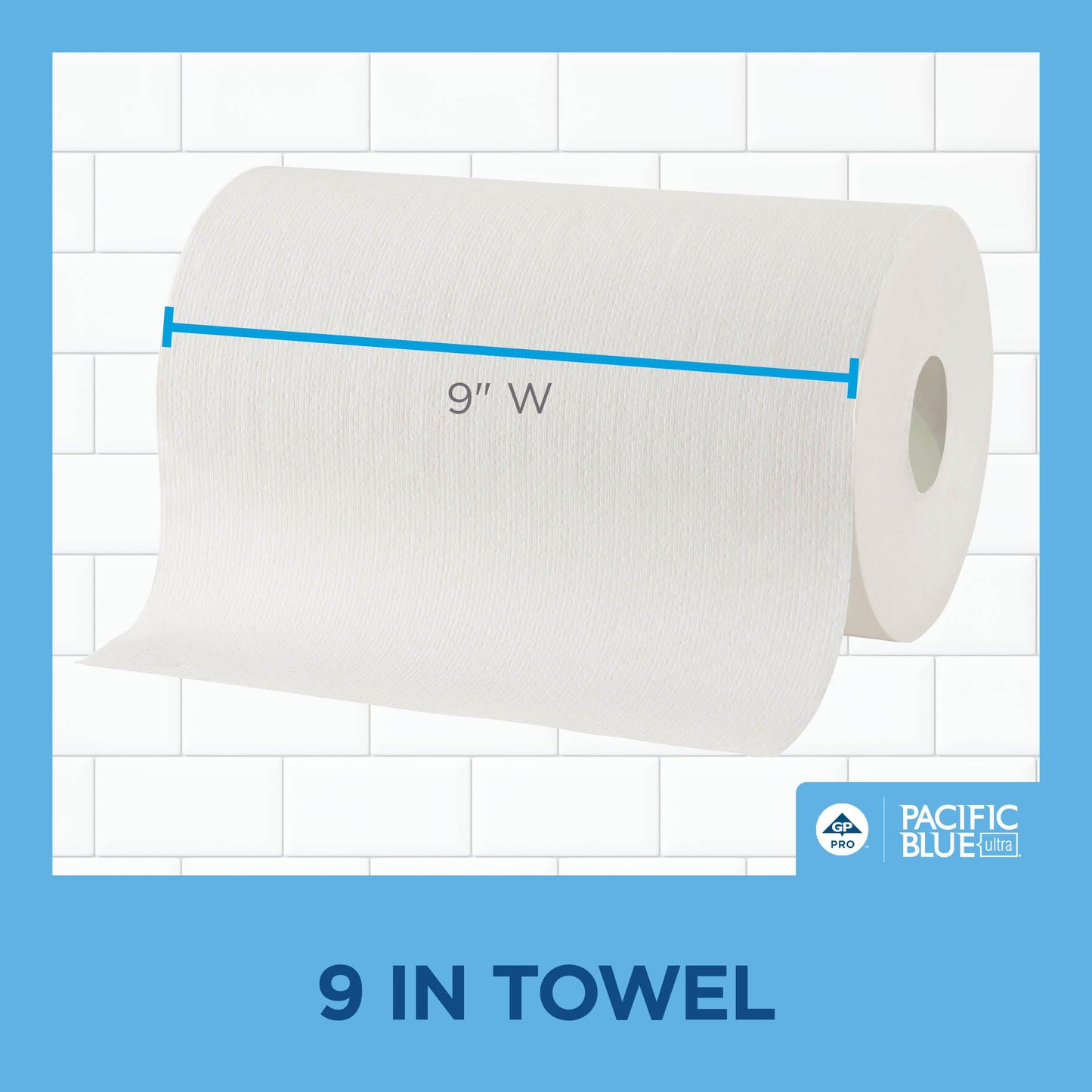 Georgia-Pacific, Pacific Blue Ultra, 9" Paper Towel Rolls (26610), White, 6 Rolls per Case, 400' per Roll