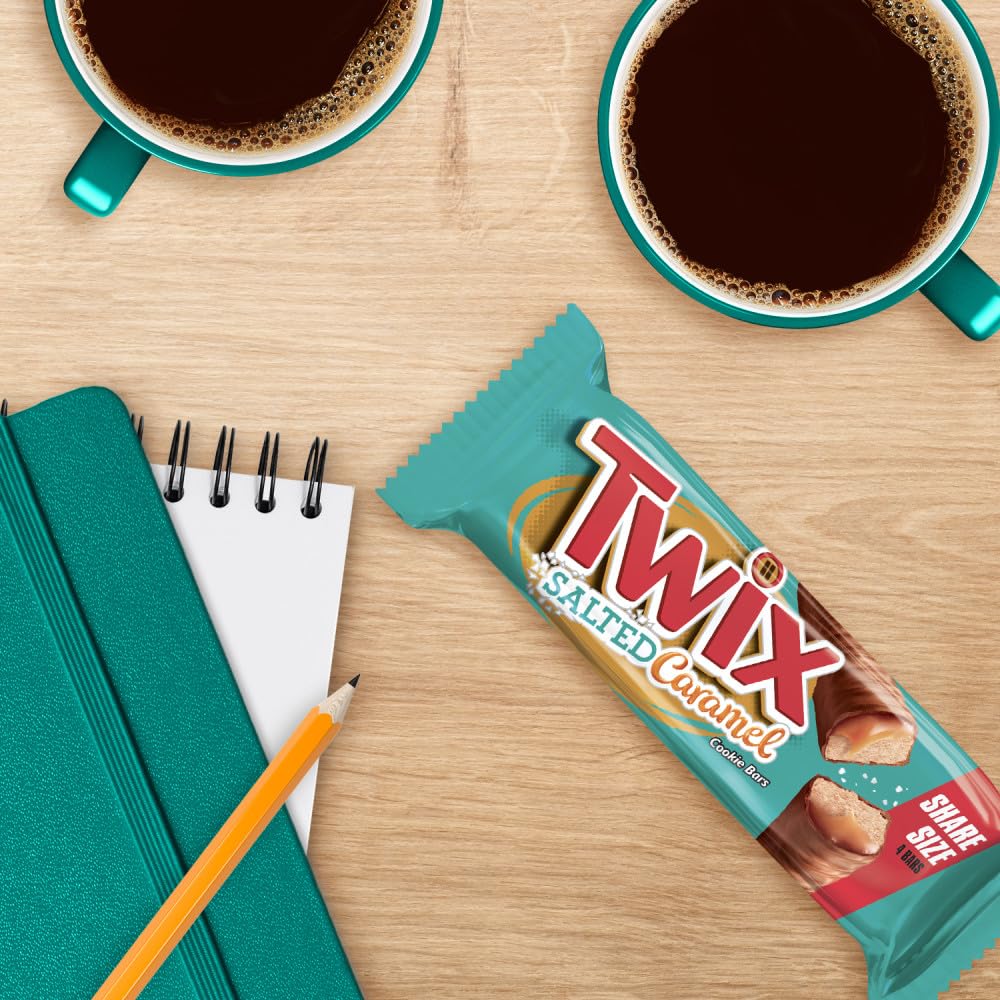 Twix Salted Caramel Chocolate Cookie Candy Bars Share Size Party Candy, Milk Chocolate Bulk Box, 56.4 Oz, 20 Count Bulk Candy Box