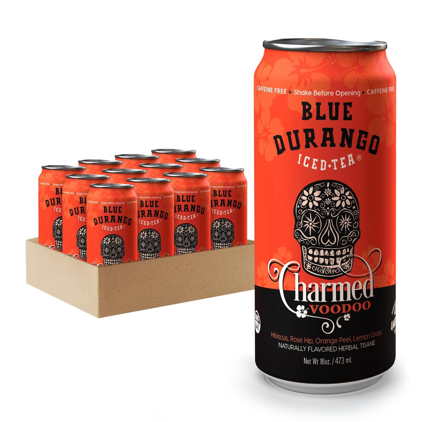 Blue Durango Iced Tea - Charmed Voodoo - Hibiscus Tea, Rose Hip, Orange Peel, & Lemongrass - Low Sugar, Non-GMO, No Artificial Sweeteners, Gluten-Free